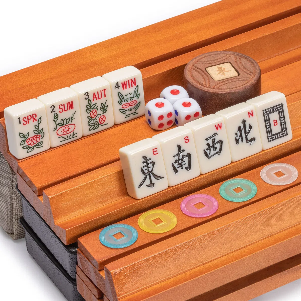 Yellow Mountain Imports Americana Mahjong Set 166 Tile Kompletny Zestaw z Akcesoriami