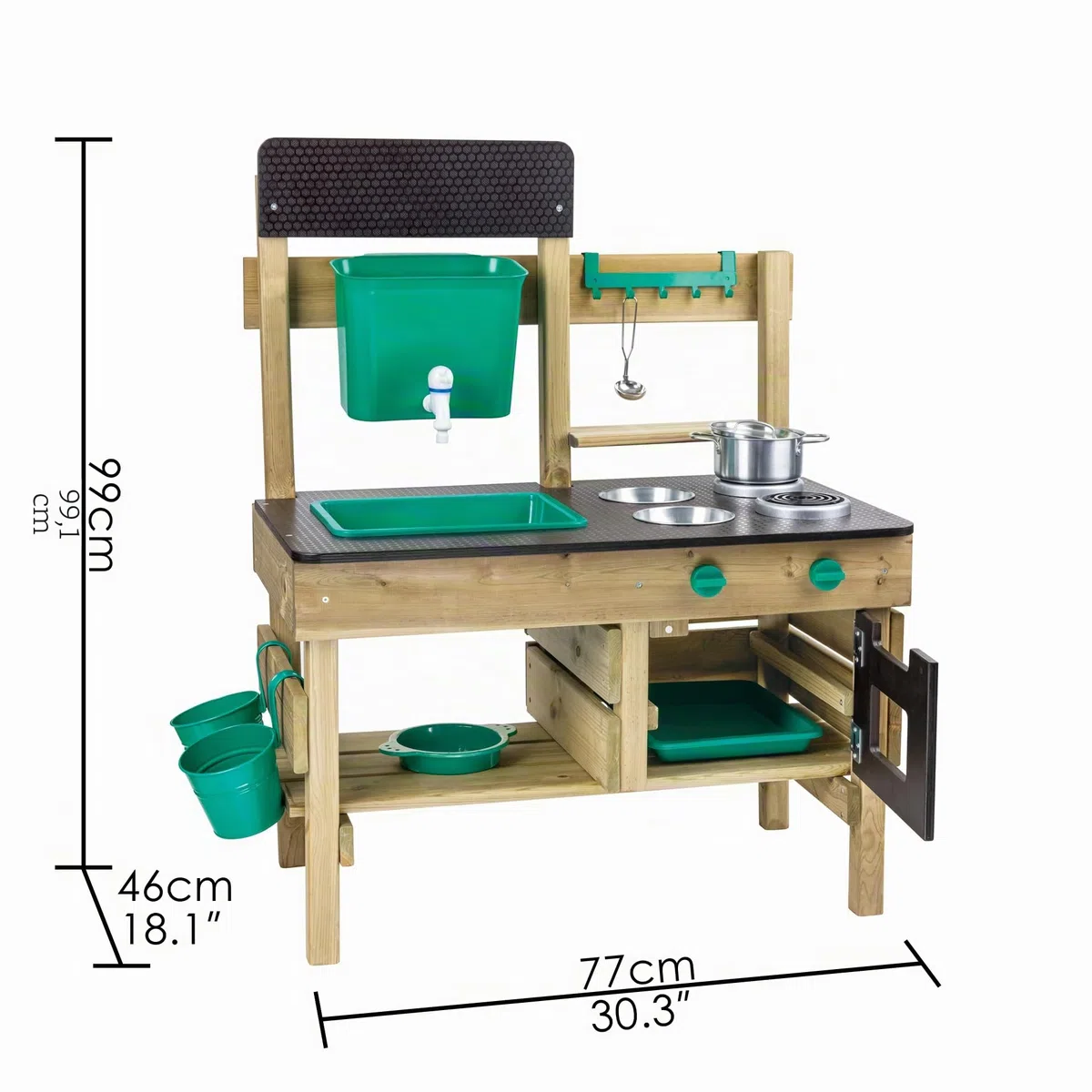 Hape Nature Fun - Cucina da esterno in materiali eco con serbatoio d'acqua e lavandino e spazio per le piante - Adatta dai 3 anni in su