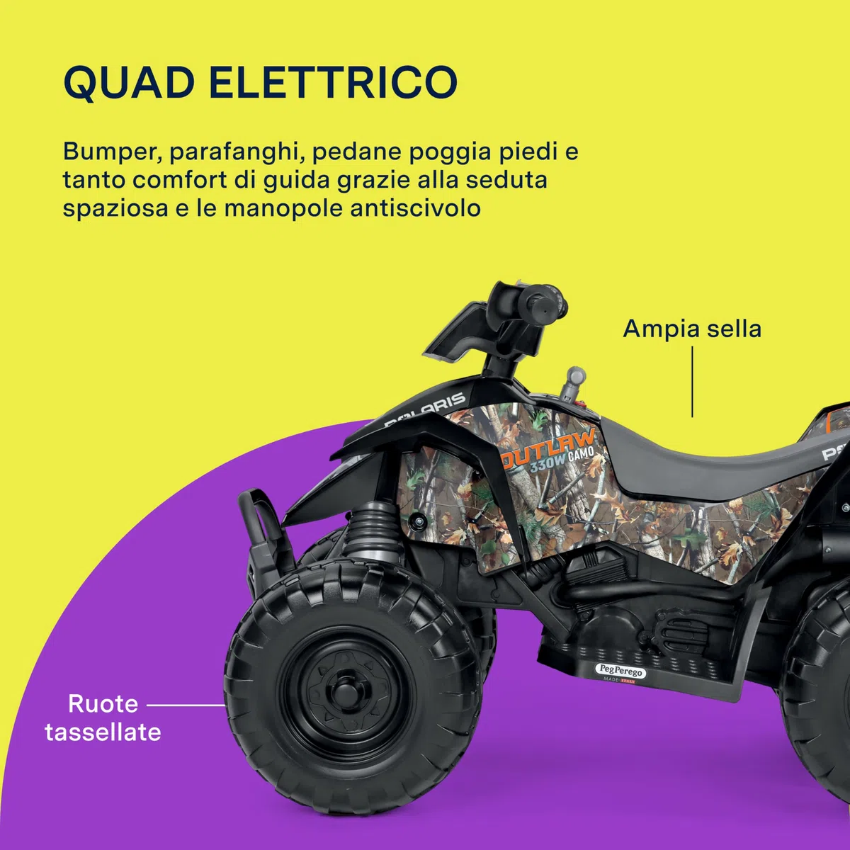 Polaris Outlaw 330W Camo Quad Elettrico per Bambini 12V