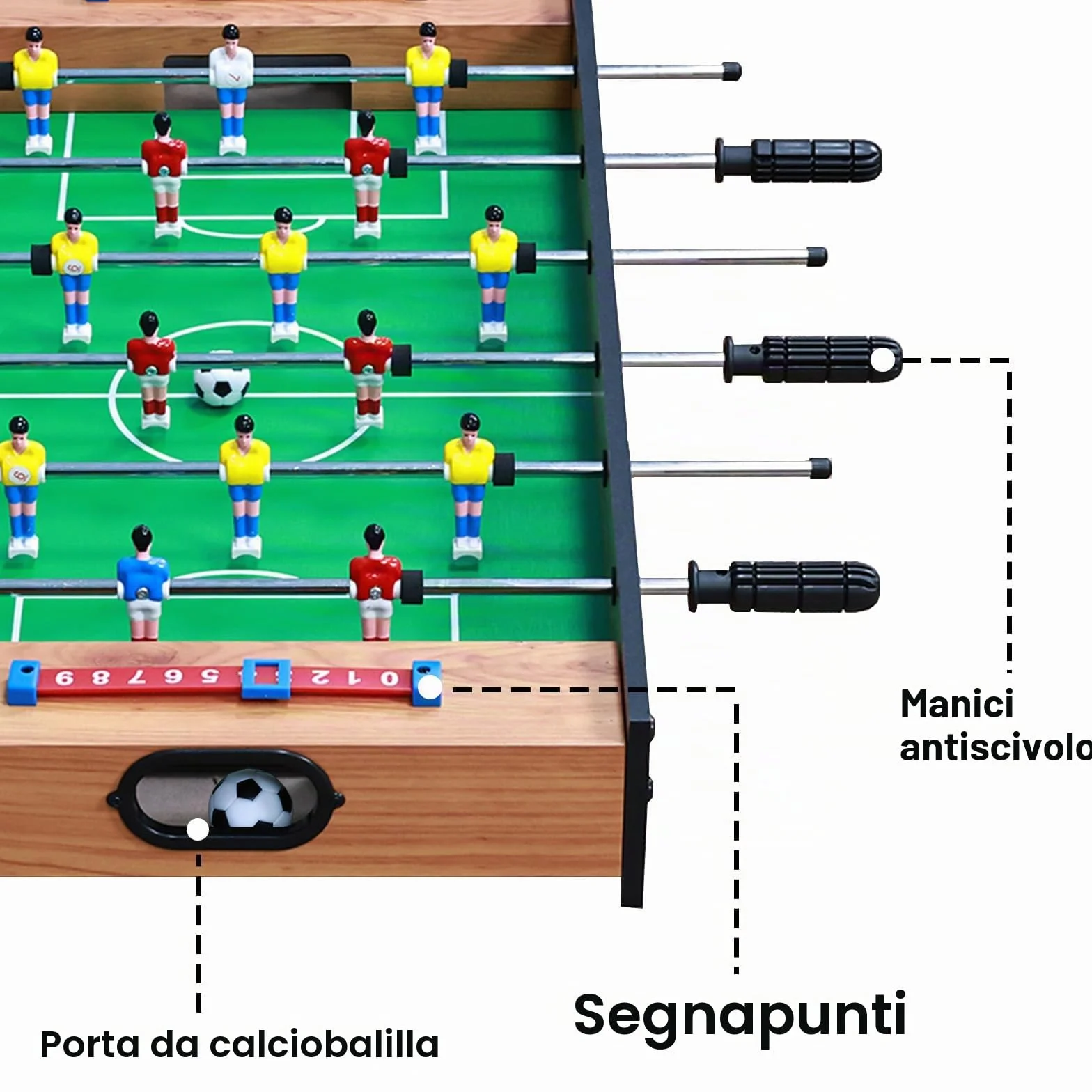 Tavolo da gioco multiplo 2 in 1, mini tavolo da calcio combinato con scivolo hockey, biliardino, tavolo da gioco in legno, per la famiglia
