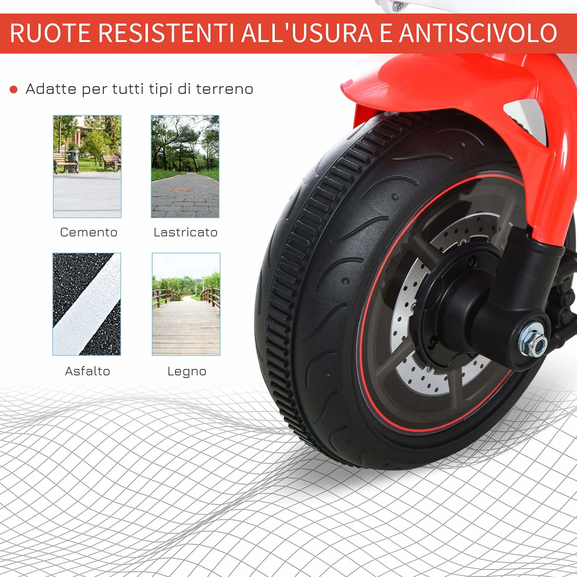 HOMCOM Moto Giocattolo a 3 Ruote per Bambini 18-36 Mesi, Motocicletta Cavalcabile Stile Polizia con Musica e Fari Senza Pedali in PP e Metallo Bianco e Rosso