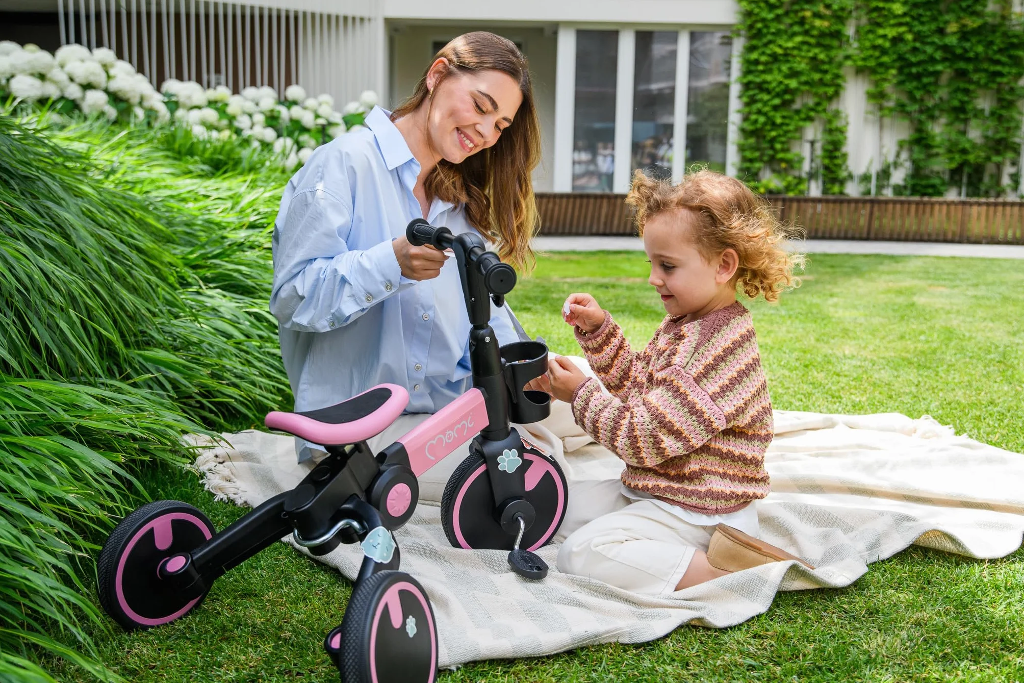 MoMi FILO 3in1 Triciclo Evolutivo per bambini 1-3 anni - Bici Senza Pedali Pieghevole, sella regolabili, pedali rimovibili - Tricicli con portabicchiere e ruote in EVA