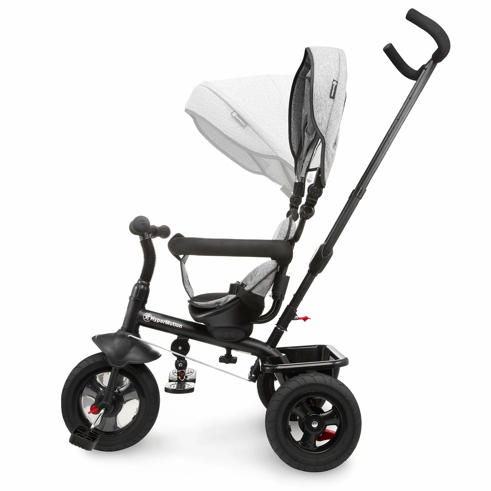HyperMotion Triciclo Pieghevole per Bambini 1-4 Anni con Manubrio per Genitori - Bicicletta Evolutiva fino a 20kg - Monopattino Bambino Regolabile con Struttura Ergonomica, Grigio