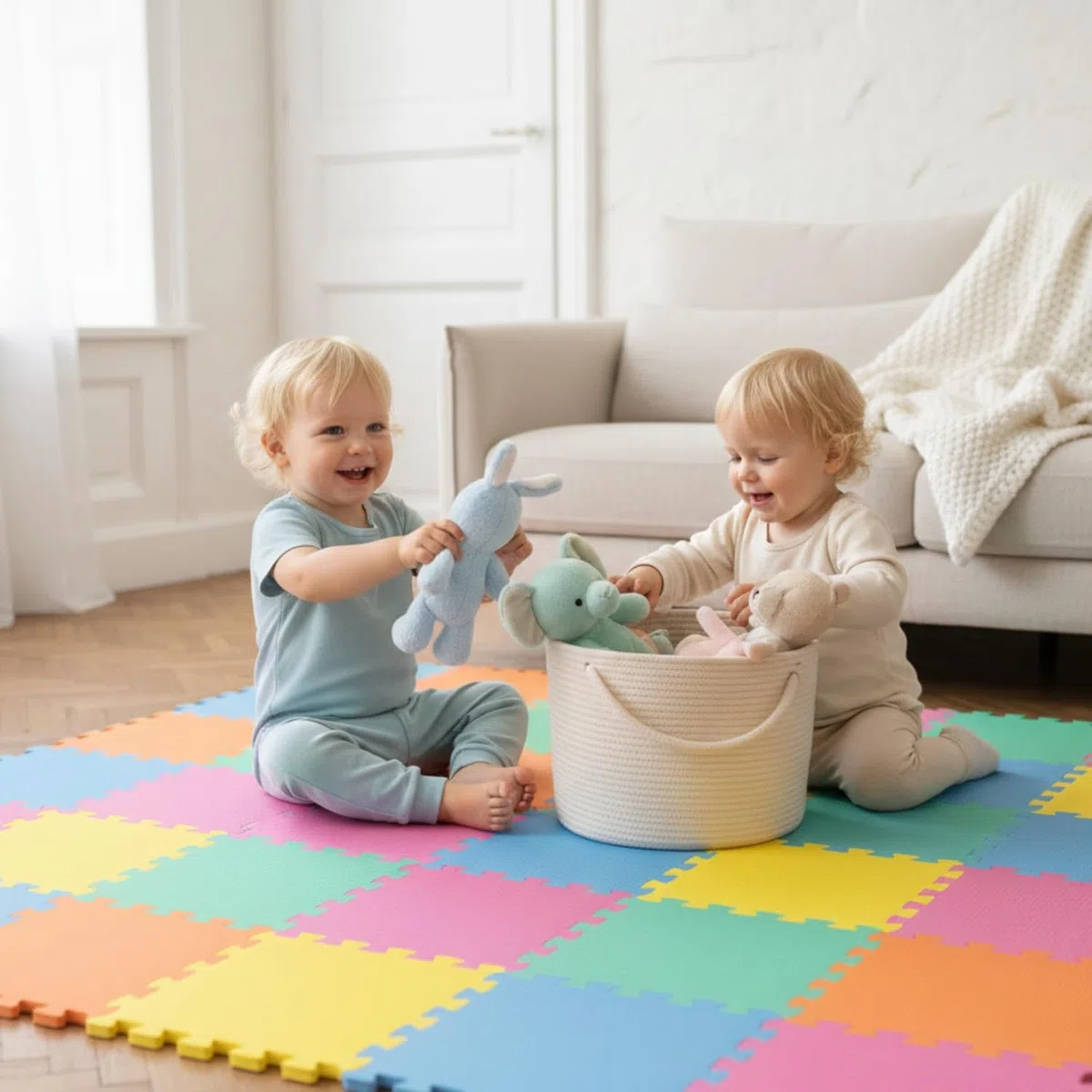 LittleTom 18 Pezzi Tappeto Gioco per Bambini Piastrelle EVA 30x30 cm Antiscivolo