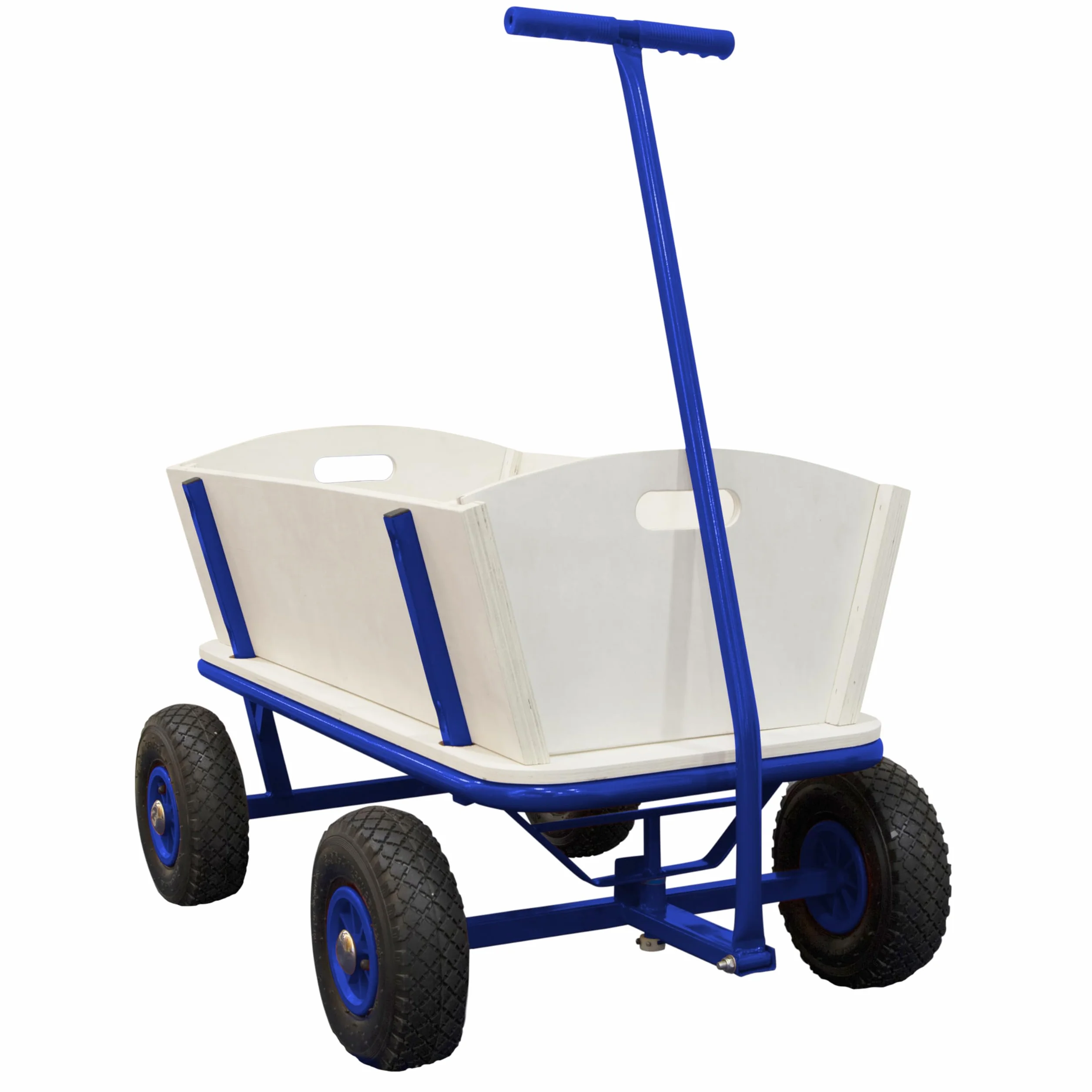 Sunny Billy Beach Wagon Blu | Carrello da Giardino, Spiaggia | In Legno, 4 ruote, da Esterno, da Mare| 94x61x97cm - Max 100kg