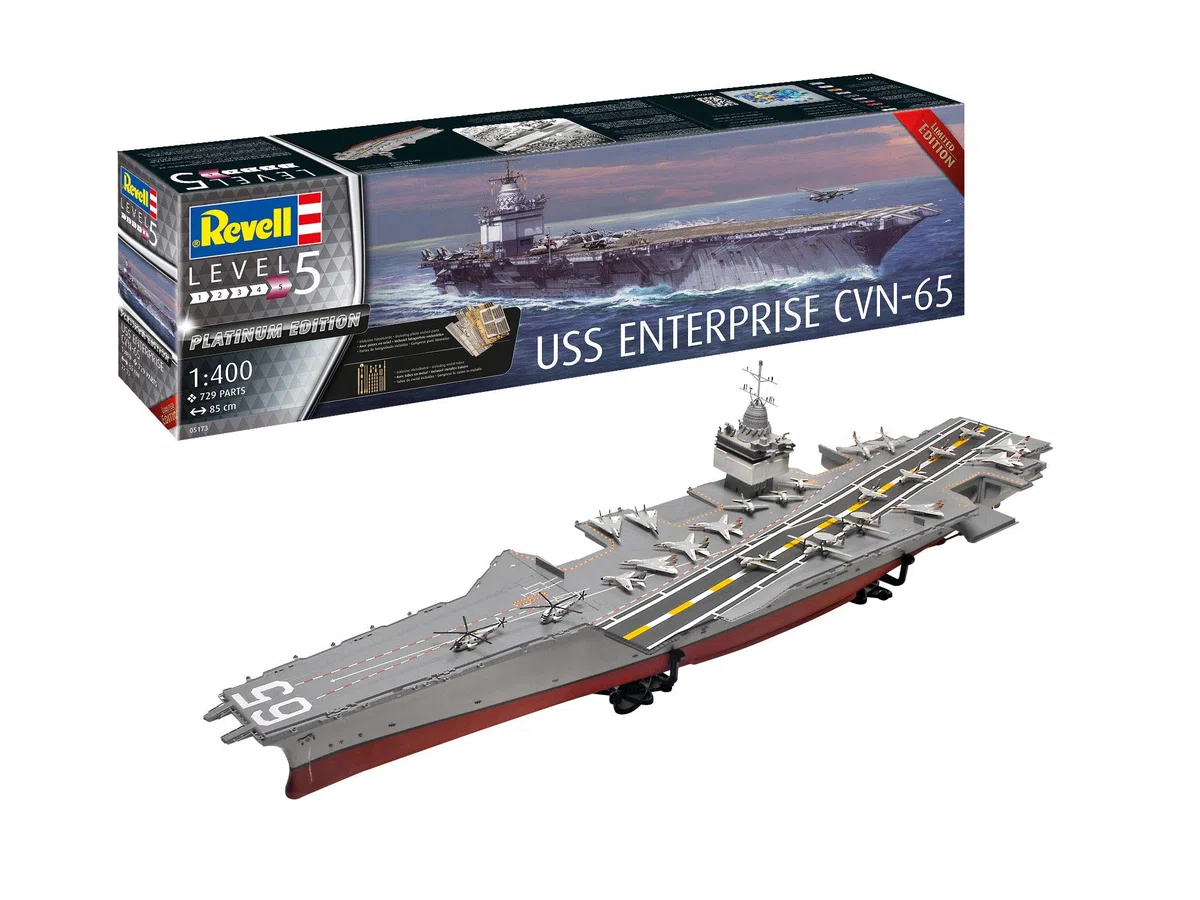 Revell 05173 - Modellino originale fedele della USS Enterprise CVN-65 (Platinum Edition) Level 5 in scala 1:400 per esperti