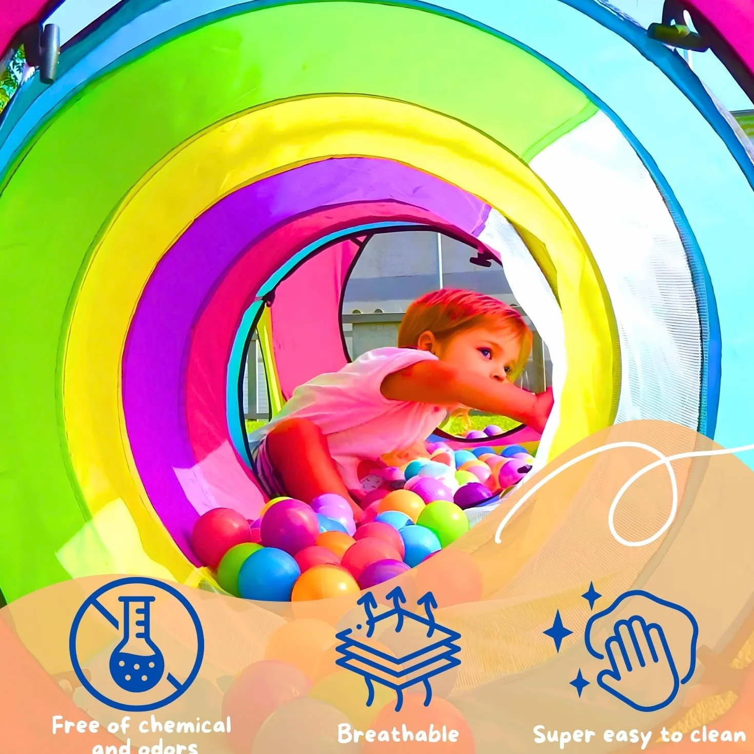 Tenda e Tunnel da Gioco Bambini 4 in 1 Pop Up con Ball Pool e Borsa Trasporto