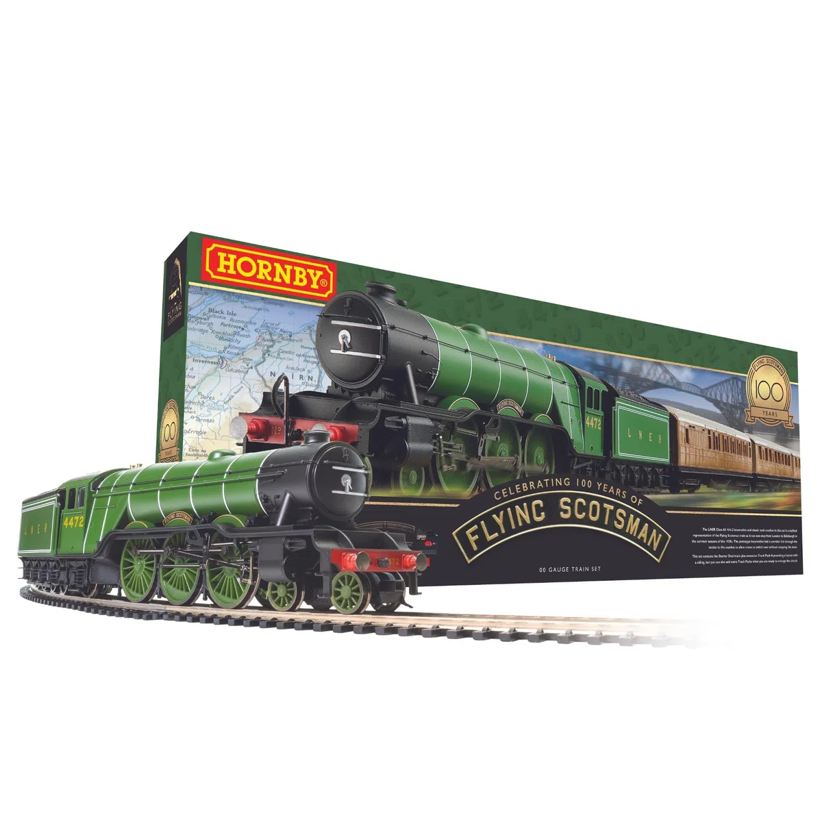 Hornby Set di treni – R1255M Flying Scotsman analogico OO Gauge locomotive modellismo ferroviario treno set, starter elettrico modello treno kit – kit di costruzione di modelli di motore a vapore,