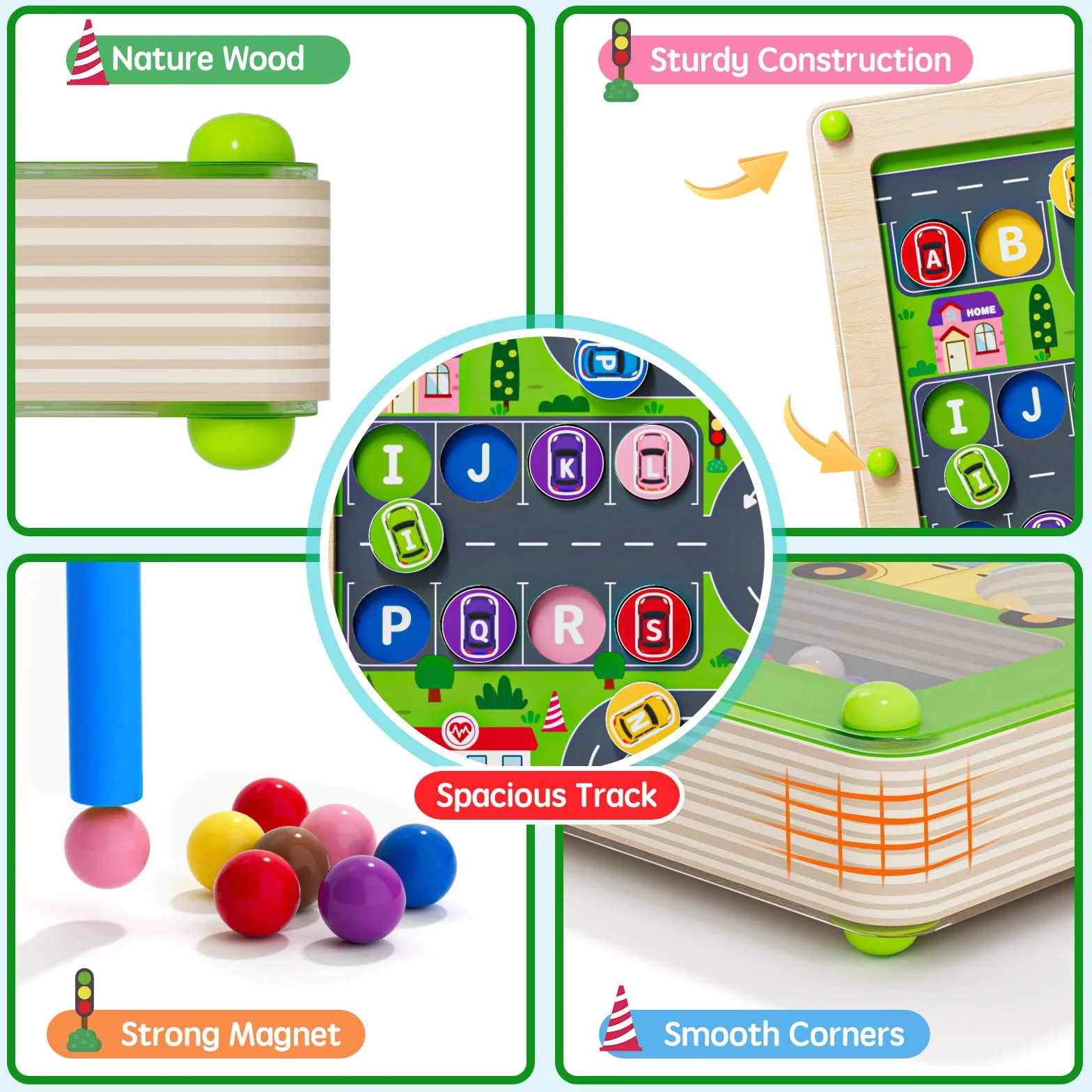 Puzzle magnetico 2 in 1 con numeri auto, labirinto magnetico, alfabeto, puzzle in legno, giocattolo prescolare, regalo per ragazzi e ragazze dai 3 ai 5 anni (autopirinto, taglia unica)