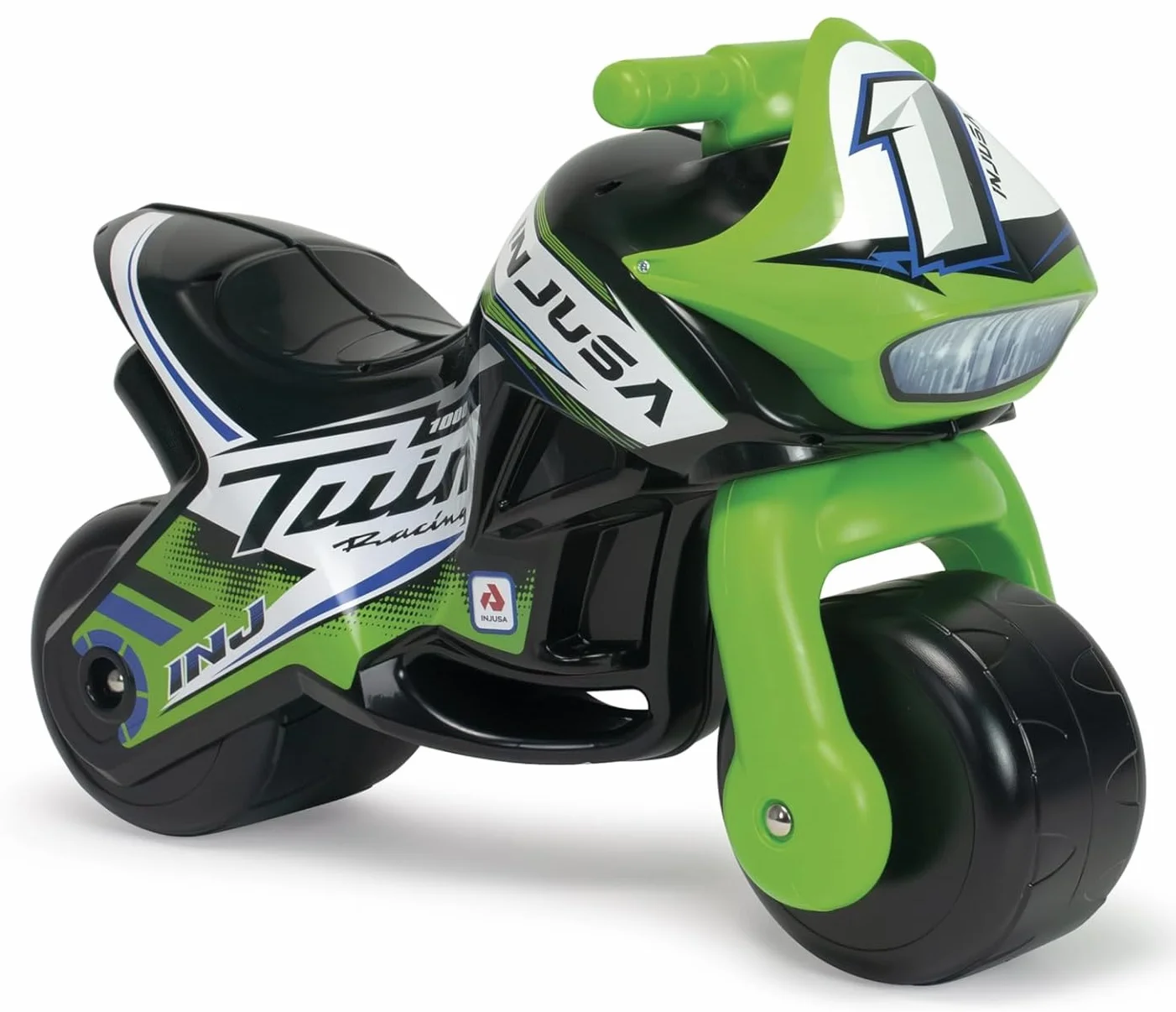 Moto per Bambini 18-36 Mesi Moto Bambino 3 Anni Ruote Larghe Stabile Senza Pedali - Primi Passi Bimbi - Ergonomica Maniglia Trasporto + Design Nero - INJUSA
