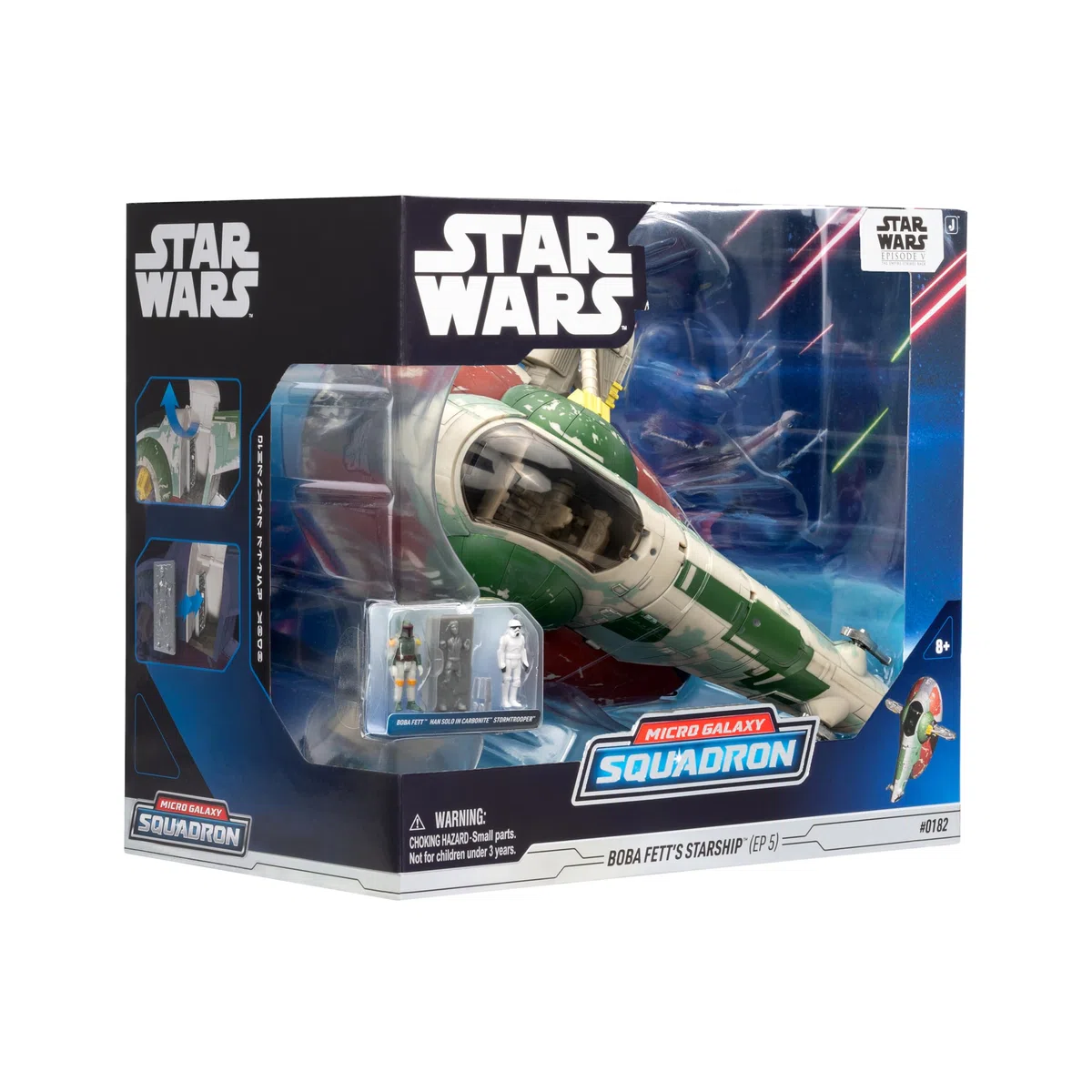Jazwares Star Wars Micro Galaxy Squadron Boba Fett's Starship (Ep 5) - Veicolo da 7 pollici con espositore di volo e tre accessori per micro figure da 2,5 cm