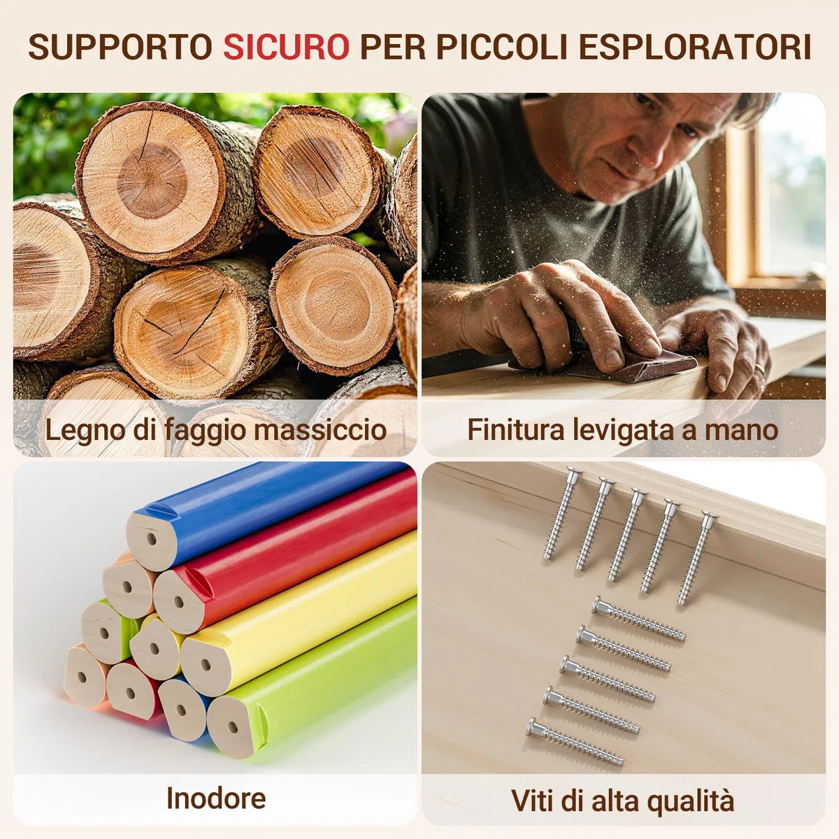 COSYLAND Set Arrampicata 8 in 1 Bambini Triangolo Pikler Arco Montessori Scivolo Pieghevole Interno 18M-3A Arcobaleno Classico