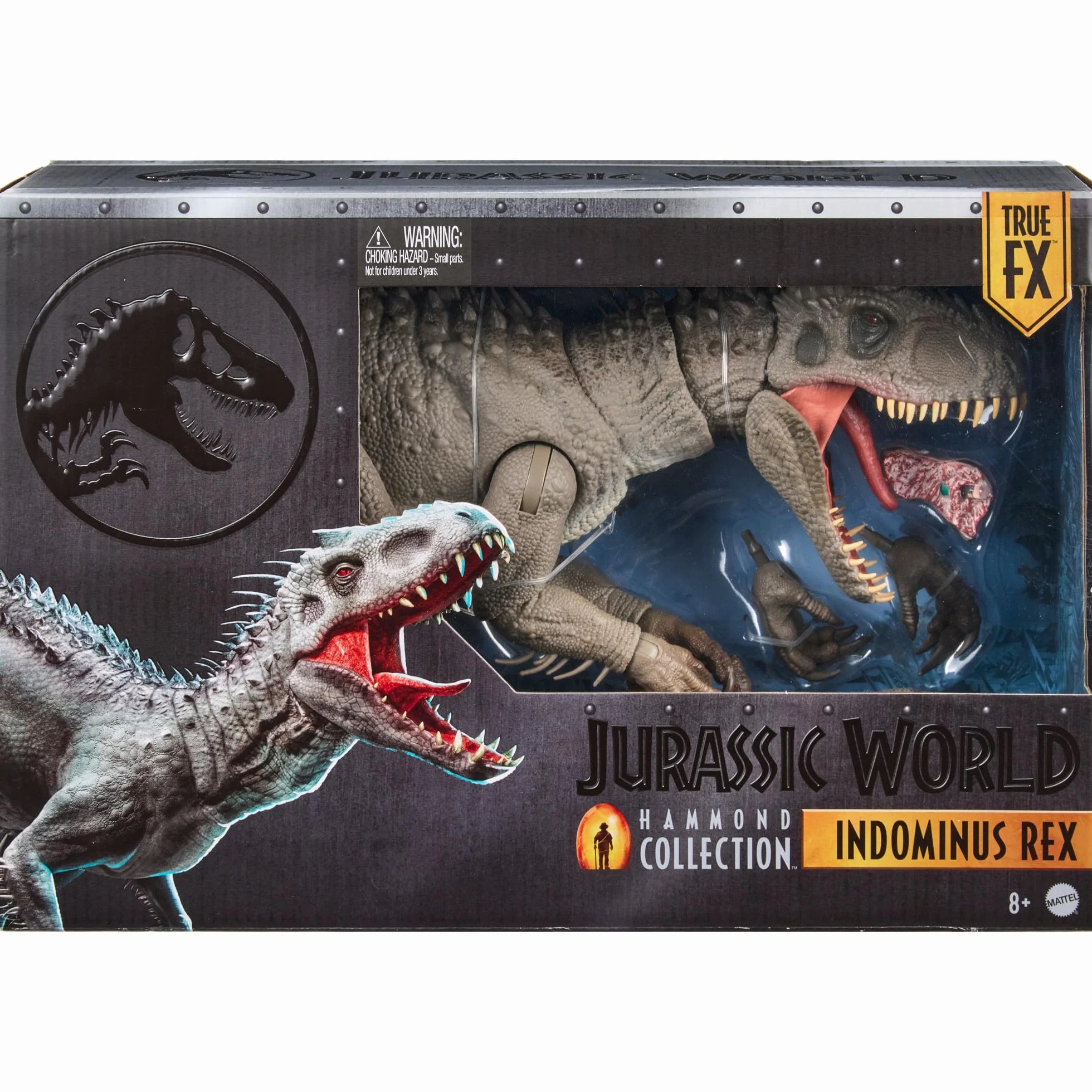 Mattel Jurassic World Hammond Collection - Indominus Rex, dinosauro articolato di 66 cm ispirato al film, con artigli intercambiabili inclusi e impianto di localizzazione, 8+ anni, JKG98