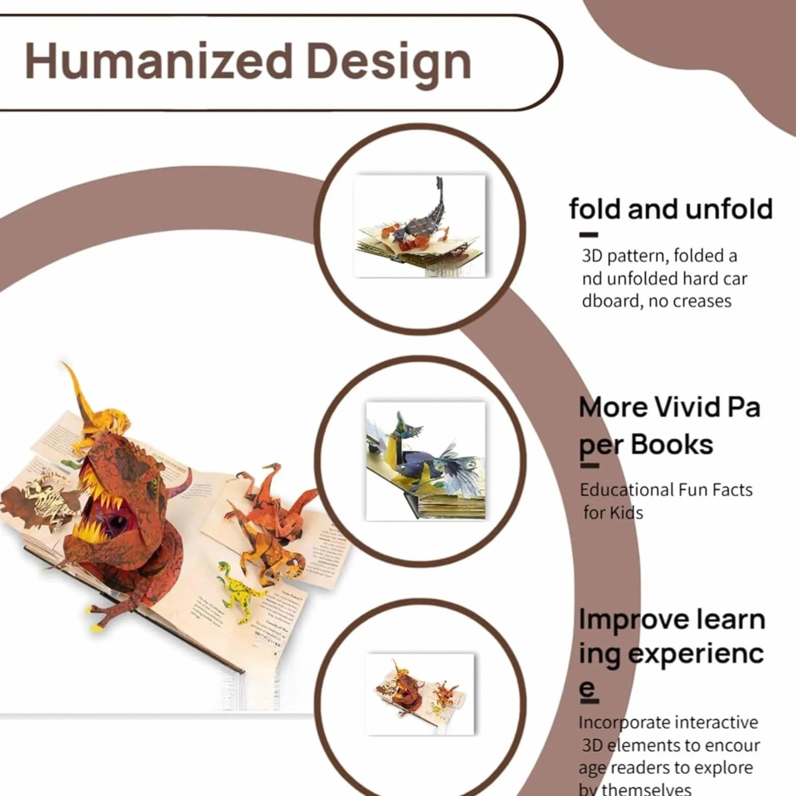 Générique Enciclopedia dei Dinosauri Preistorici 3D per Bambini – Libro Pop-up interattivo con Fatti Divertenti, Illustrazioni realistiche, Regalo educativo
