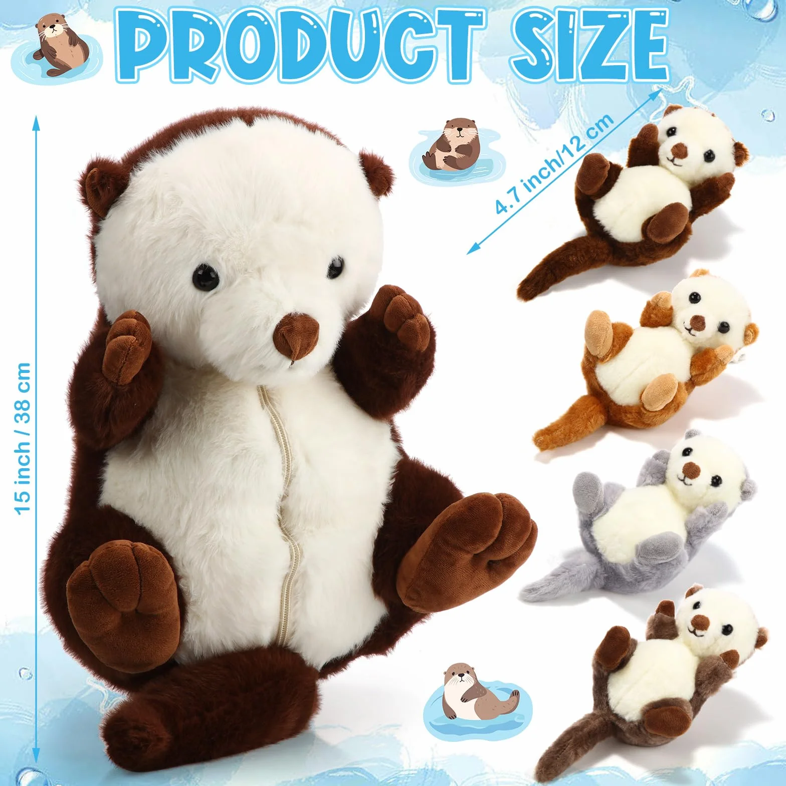 5 Pezzi Set di Animali di Peluche Mamma Lontra Marina con 4 Teneri Cuccioli nella Pancia Peluche 16,5 Pollici Lontra Marina Morbido e Coccoloso con Cerniera per Bambino Compleanno Natale