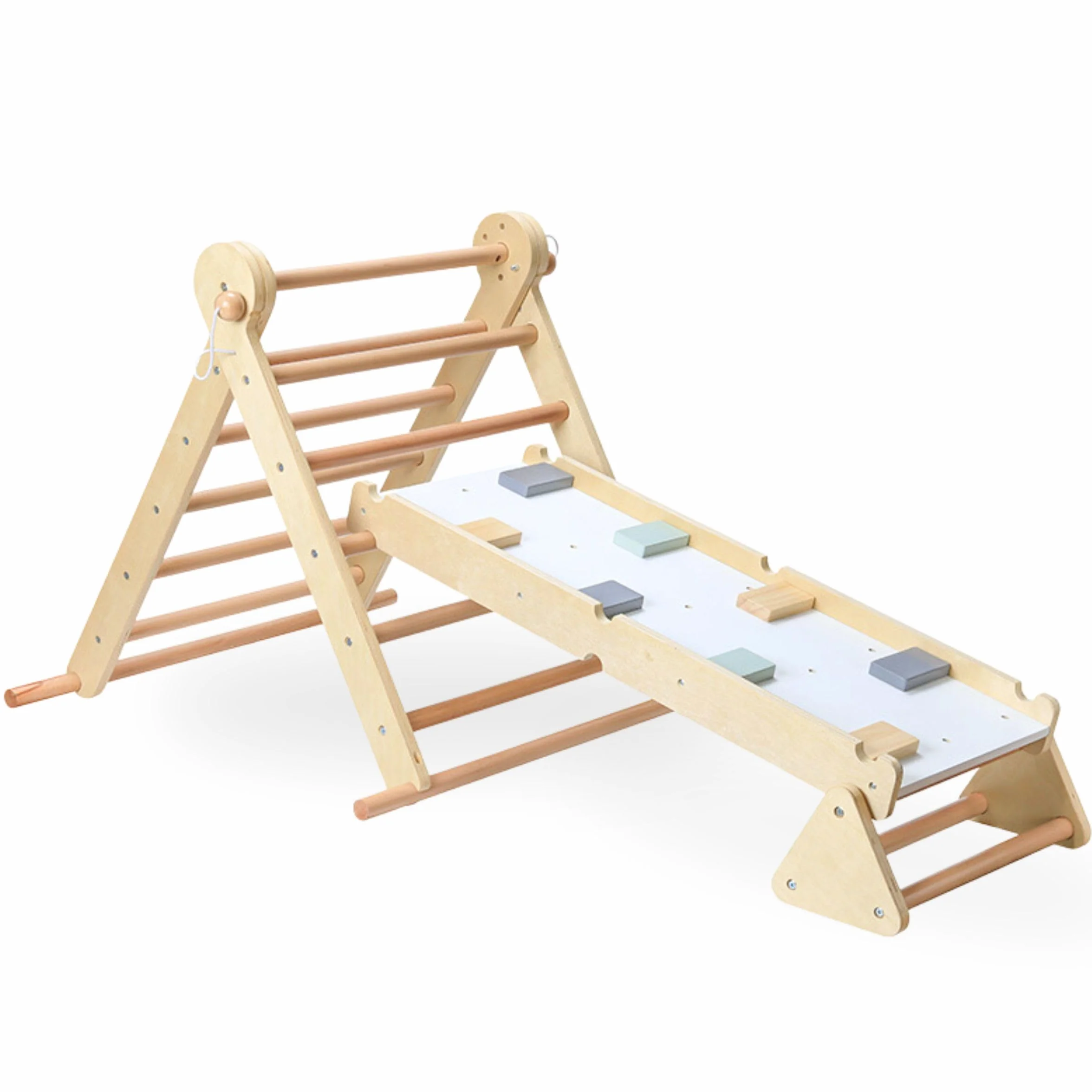 Mamabrum Parco Giochi in Legno con Scaletta e Parete da Arrampicata – Casa Multiattività con 3 Livelli di Regolazione, Triangolo Motorio, Capacità di Carico fino a 50 kg