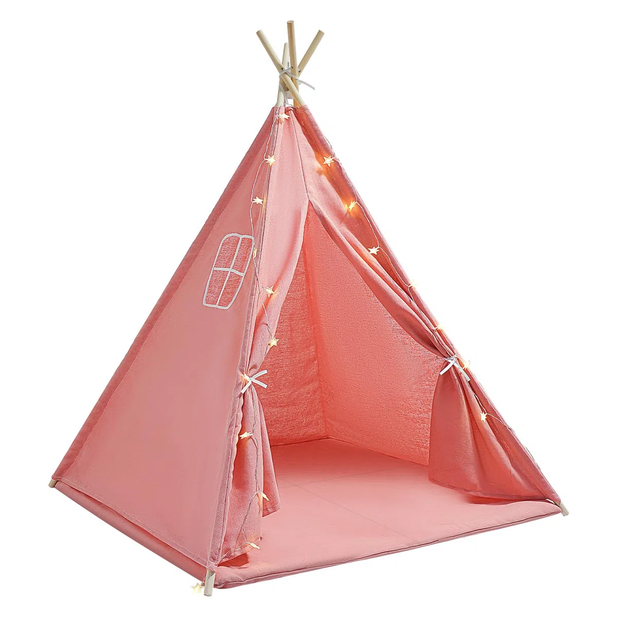 Tipi Tenda per bambini pieghevole in tela 120 x 120 x 140 cm rosa