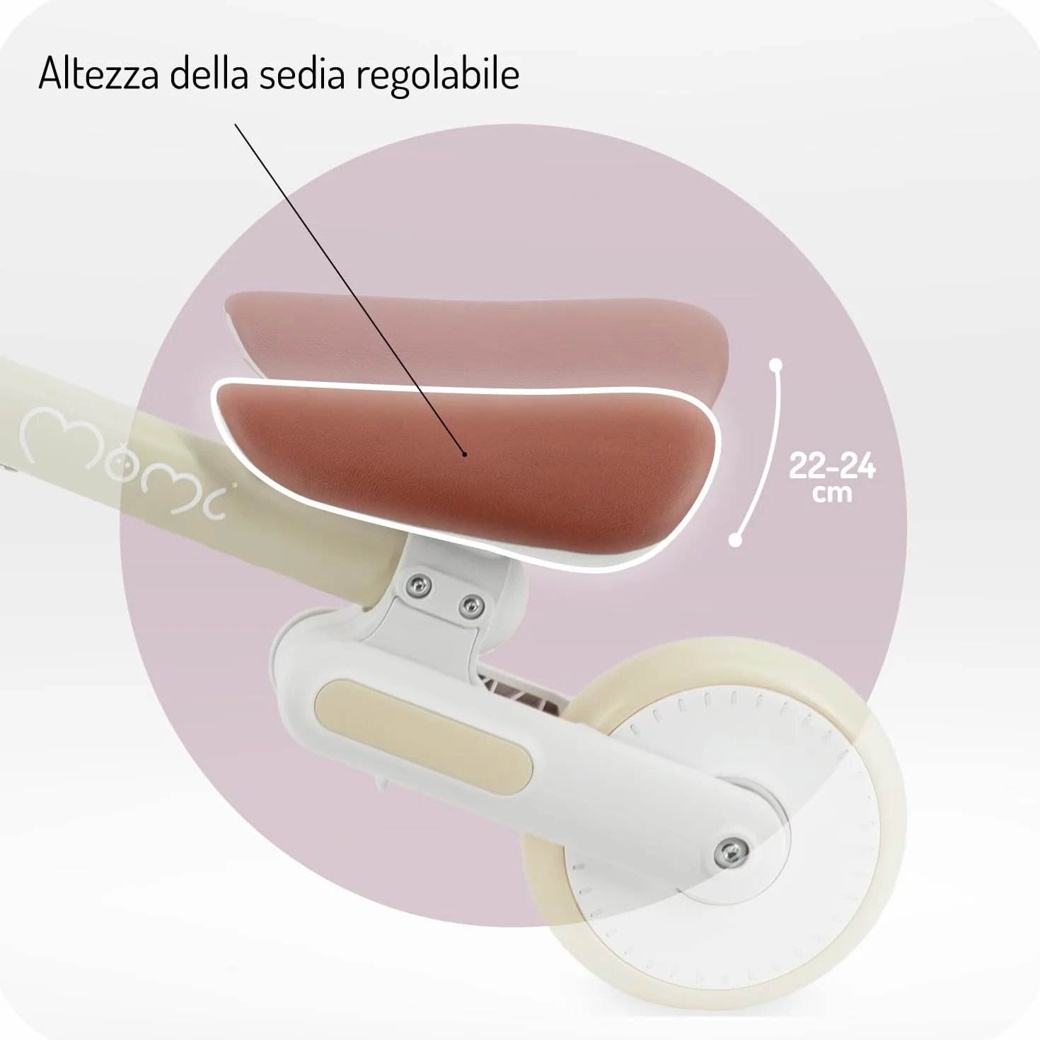 Momi Bicicletta senza pedali DEX per bambine e bambini da 1 a 3 anni, telaio pieghevole, sella regolabile in altezza, ruote in plastica antiforatura, solo 2 kg di peso