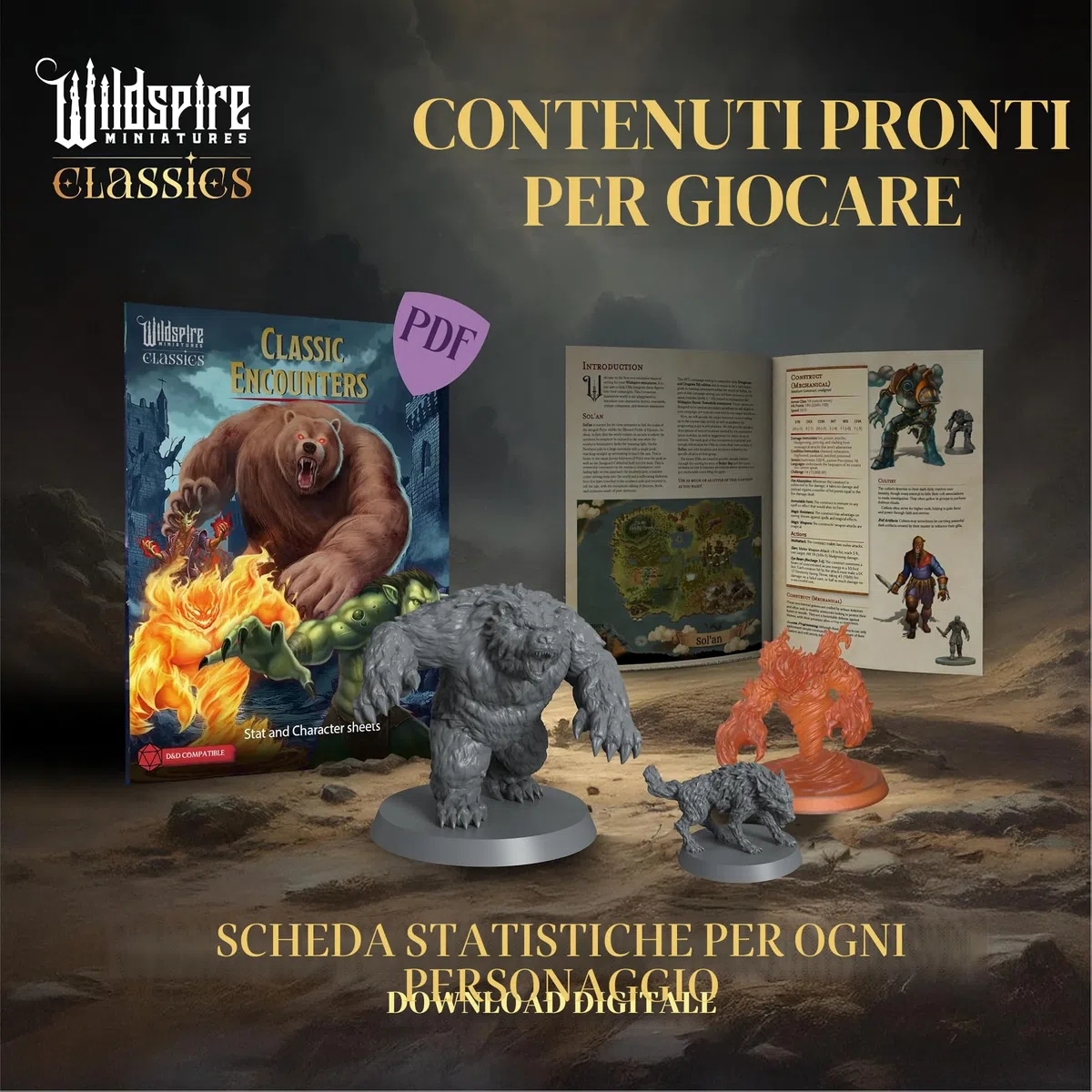 Wildspire Classic Creatures - Set completo 1 - Miniature essenziali di mostro DND verniciabile, 125 miniature per D&D in scala da 28 mm Minatures Dungeons and Dragons Minis D&D