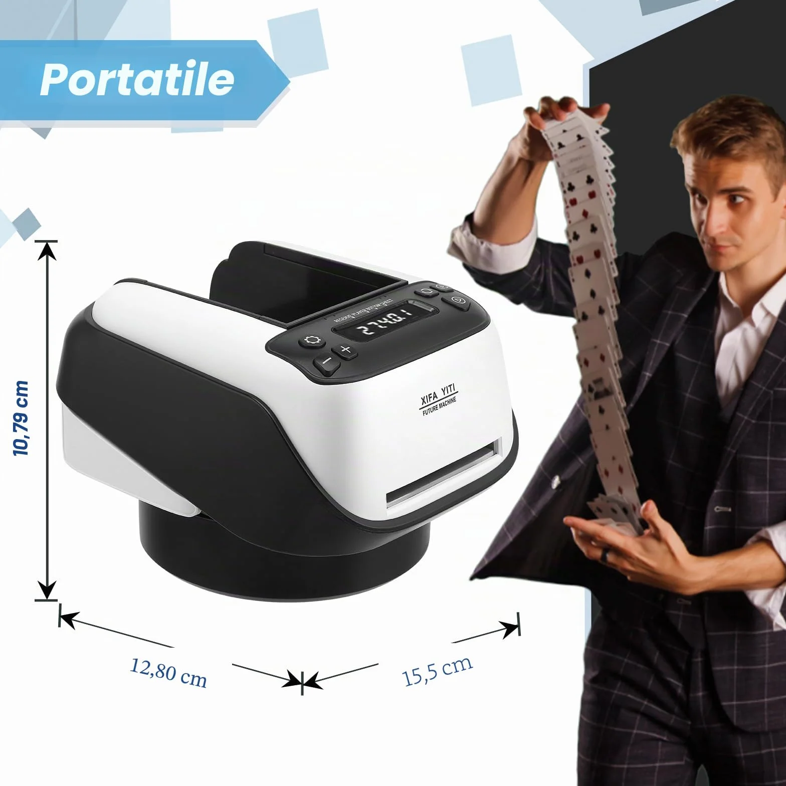 Distributore Automatico di Carte, Distributore Elettrico di Carte, Distributore di Carte Rotante a 360°, Macchina per L'invio di Carte Fino a 8 Giocatori, per Poker, UNO, Blackjack, Texas Hold'em