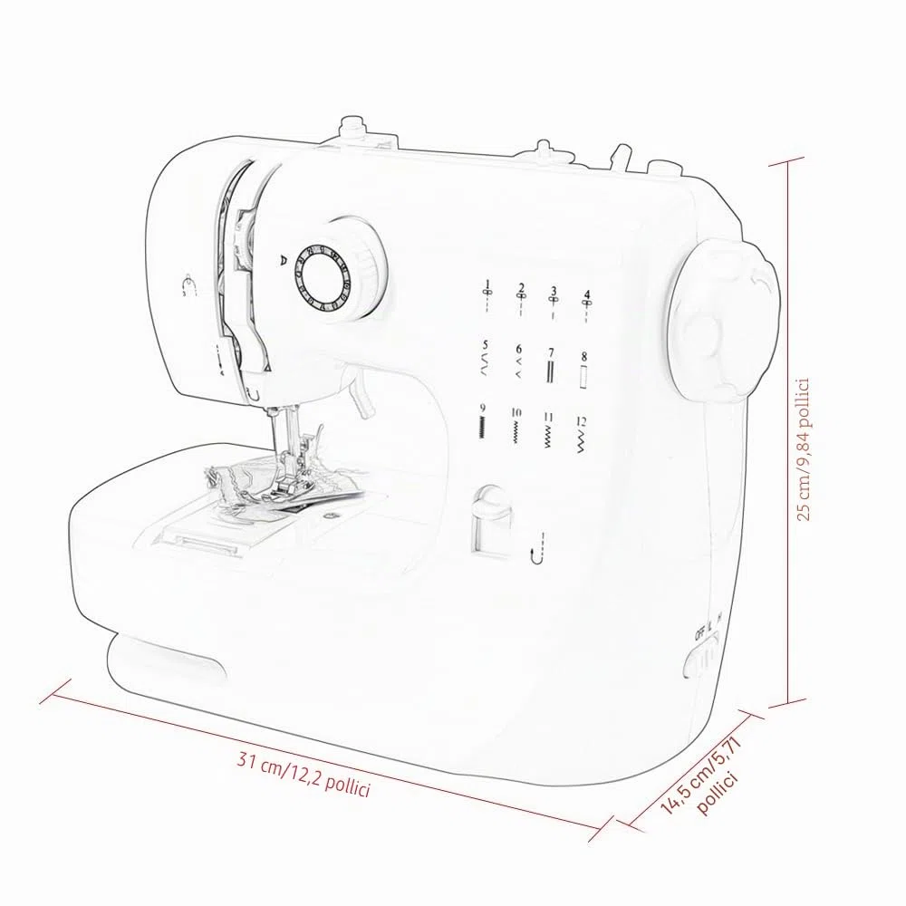 Macchina da cucire elettrica portatile per principianti, mini macchina da cucire per adulti con kit da cucito a 12 punti