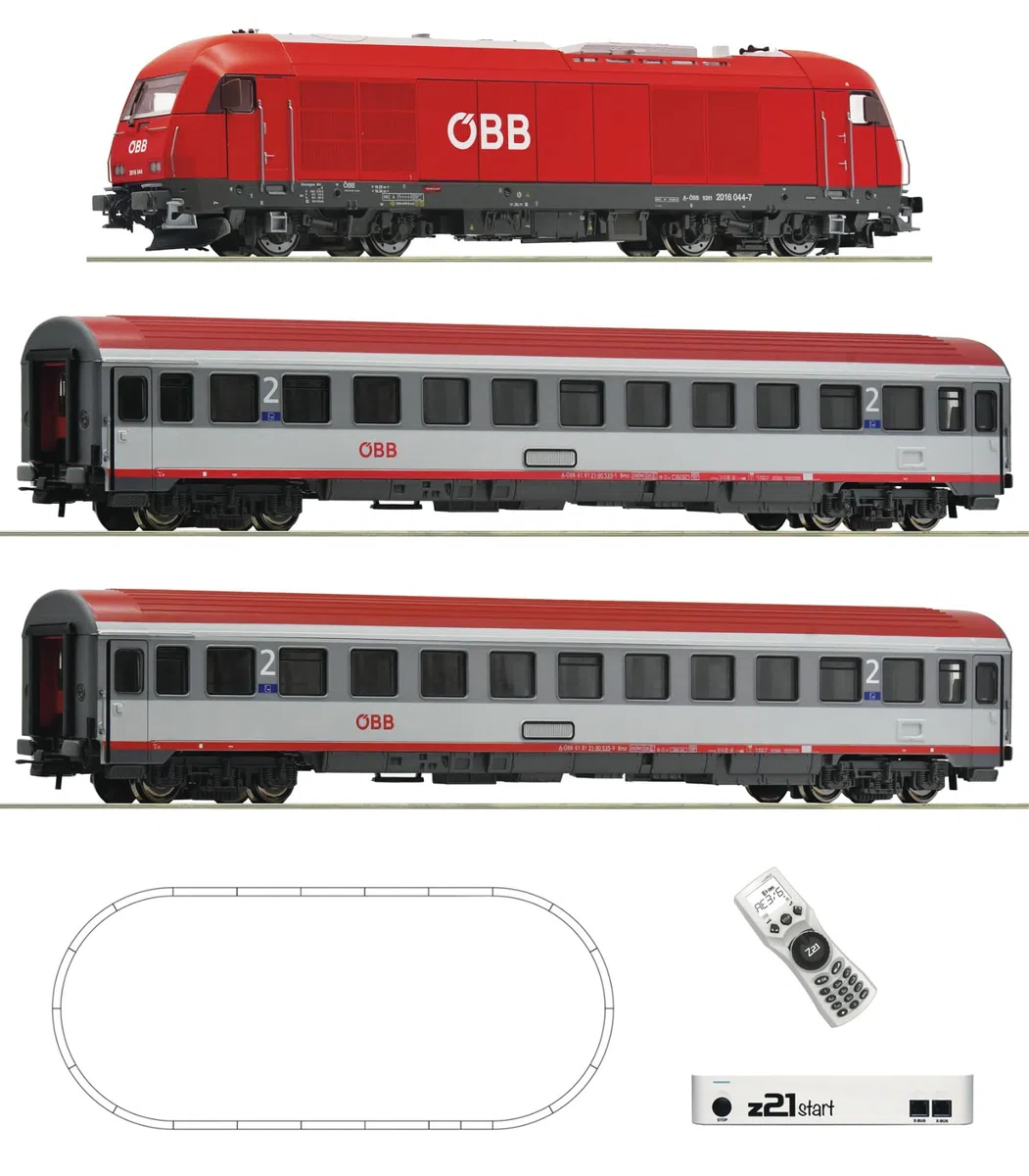 Roco 5110005 H0 z21 - Set digitale Start Diesellok Rh 2016 con treno rapido della ÖBB