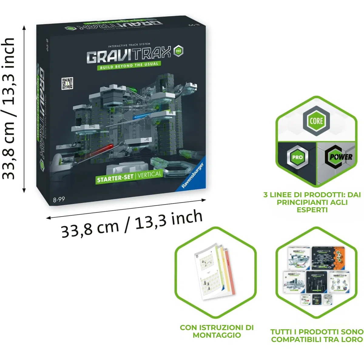 Ravensburger - GraviTrax Pro Starter-Set Vertical, Pista biglie 145 pezzi, Rompicapo bambini e adulti, Giochi bambini 8 anni e più, Gioco Interattivo STEM, Compatibile con tutti i GraviTrax
