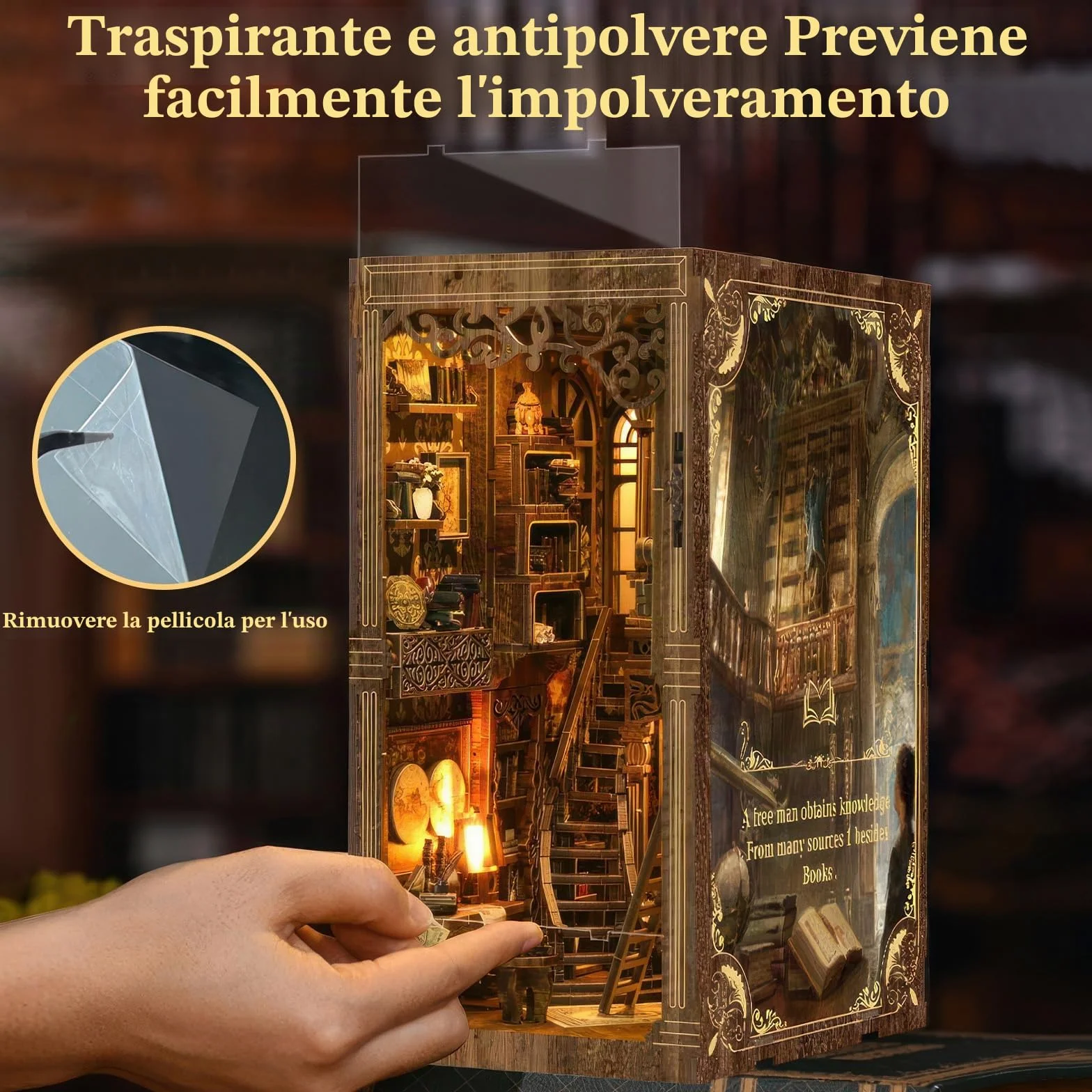 Kit Diy Book Nook, Collezione Di Libri Vintage, Puzzle In Legno In Miniatura Fai Da Te Con Luce Led, Idea Regalo Creativa Per Adulti e Adolescenti a Partire Dai 14 Anni, Biblioteca