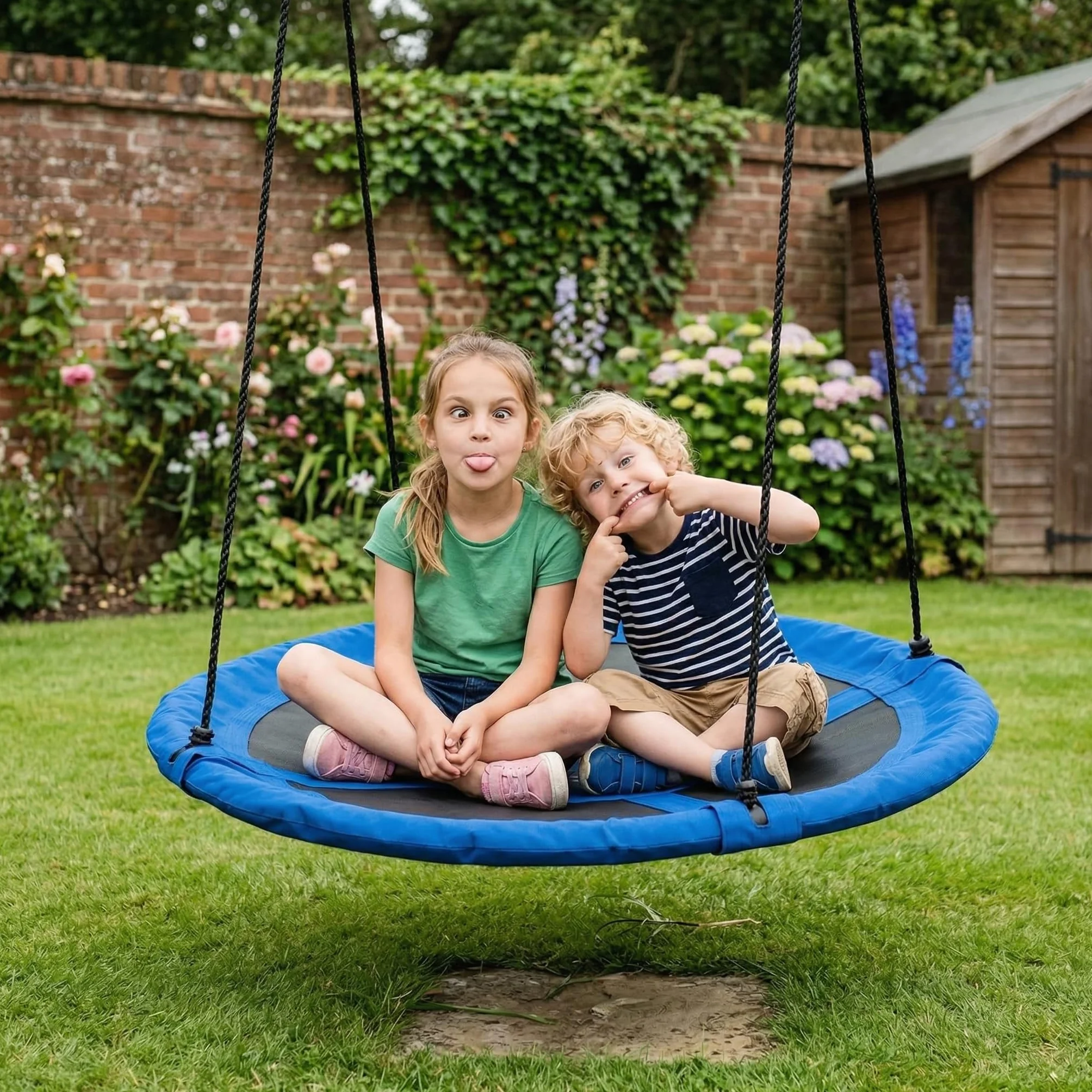 HAAGO Grande Altalena a Nido (110cm, Portata 180kg) - Seduta Sospesa da Giardino per Bambini e Adulti con Kit di Montaggio