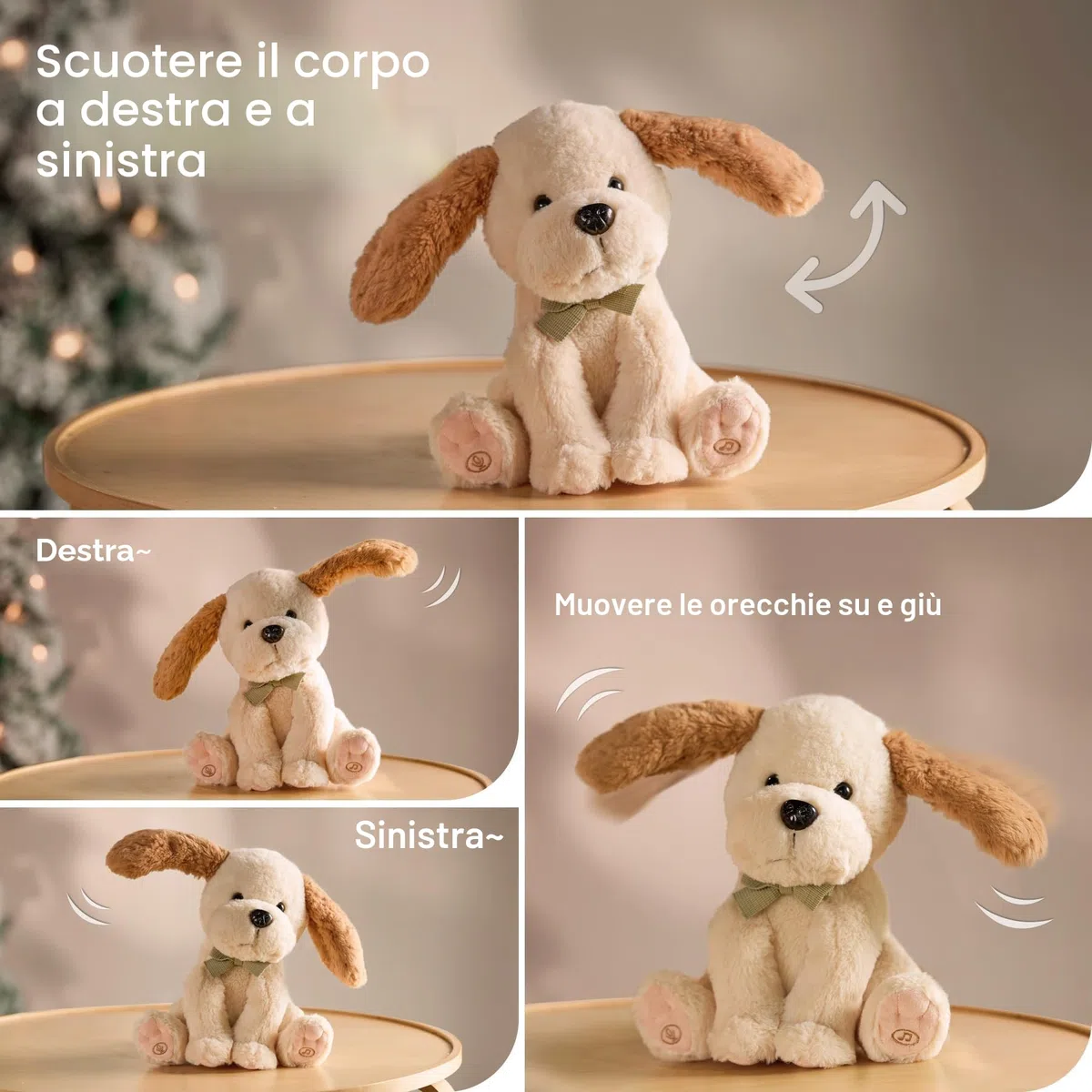TUMAMA Peluche Interattivo Cane Che Balla e Ripete, Cagnolino Parlante con Orecchie ondulate e 6 Musica, Regalo 3-6 Anni