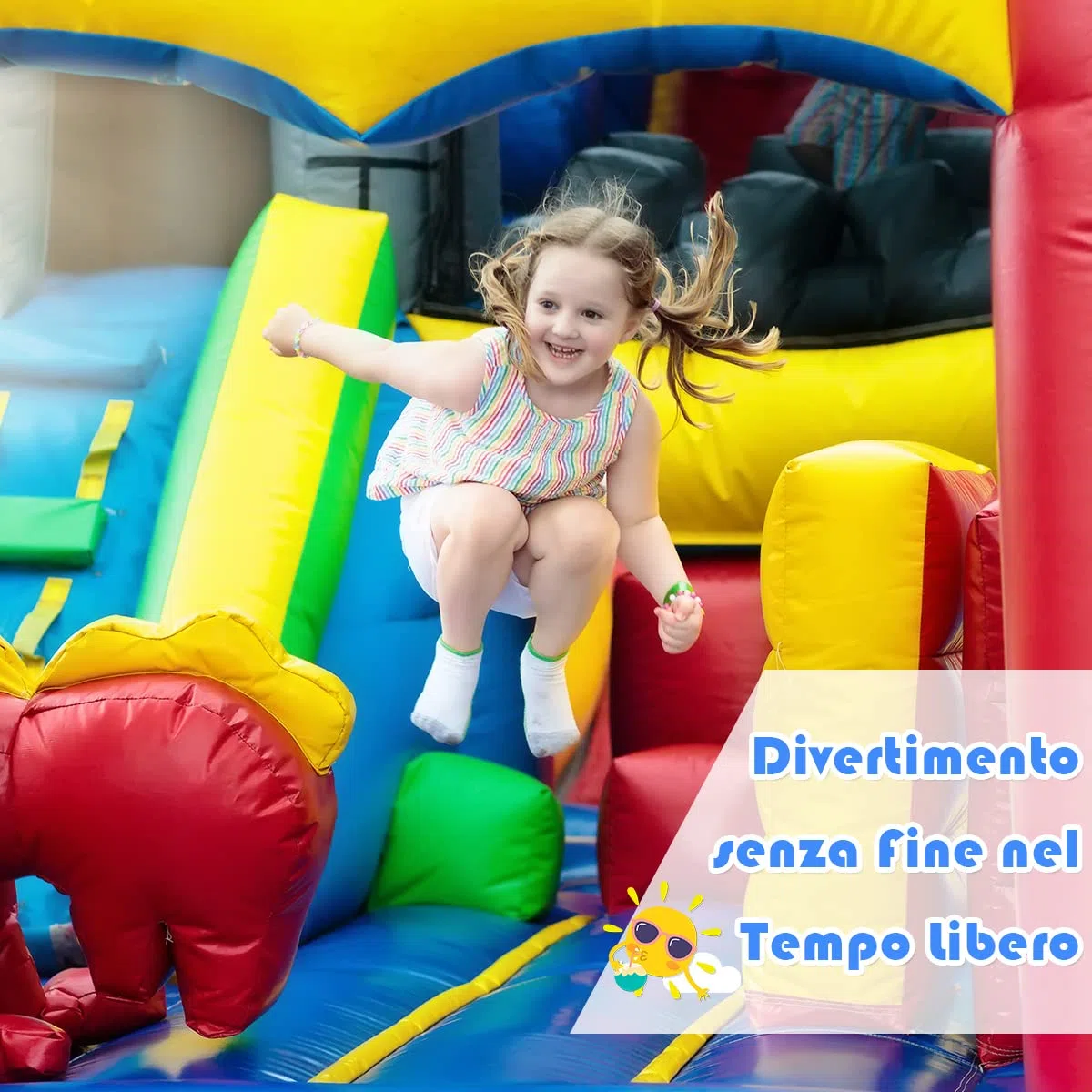 COSTWAY Castello Gonfiabile Castello di Gioco con Scivolo per Bambini da Esterno Giardino (370X280X230cm)