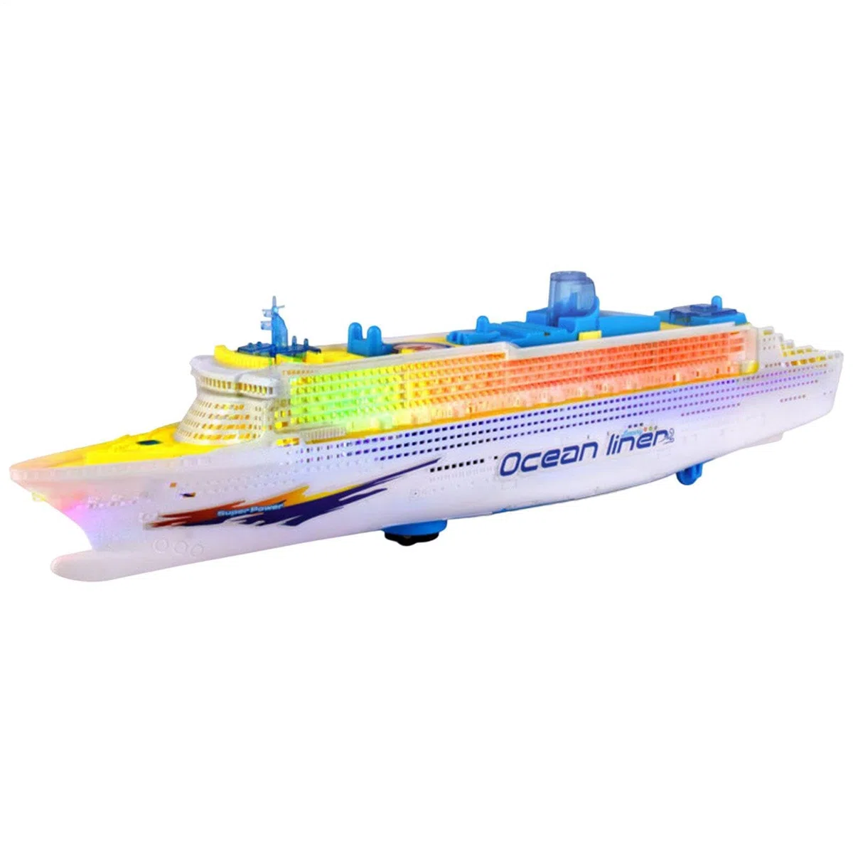 Cruise Boat Toy - Liner Colored Nave da crociera, giocattolo per barche elettriche, con luce LED lampeggiante e loro, decorazioni nautiche, viaggi, per feste per bambini