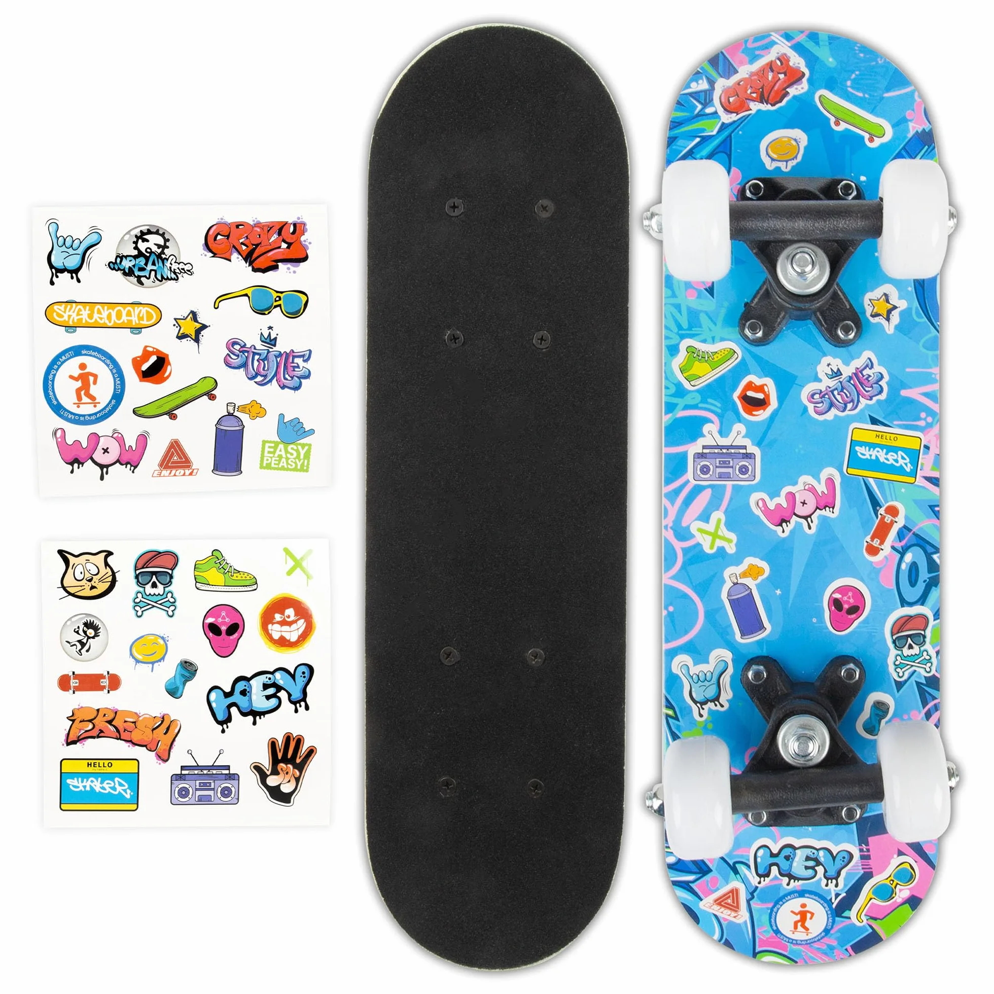 Abeec Skateboard per bambini, 43 cm, per principianti, mini skate board per bambini dai 5 anni in su, con adesivi inclusi