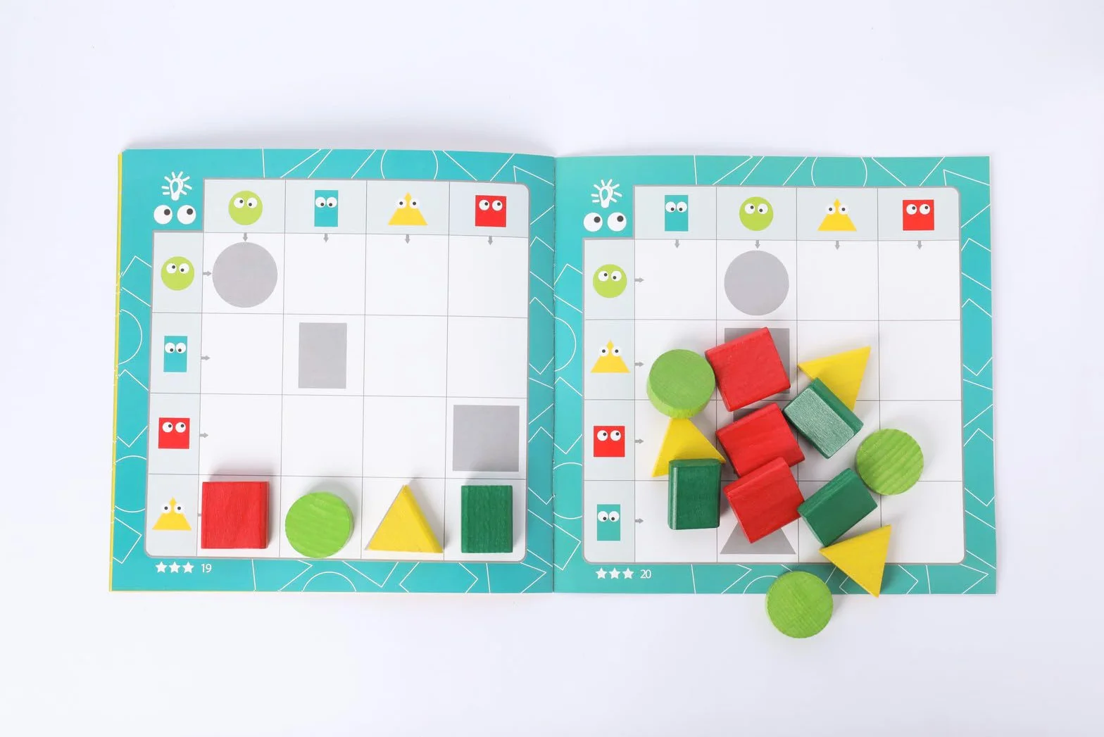 Gioco di logica Sudoku geometrico in legno 16 pezzi 20 compiti educativo