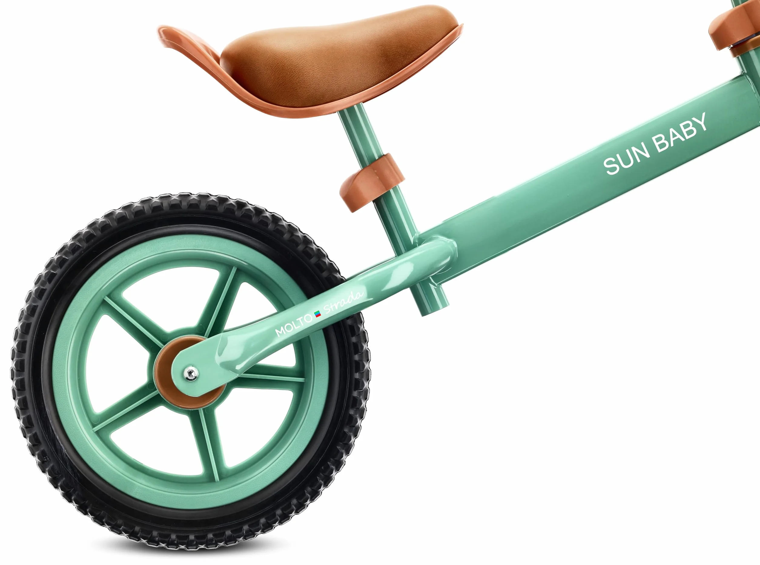 sun baby Bicicletta Senza Pedali per Bambini 2 Anni Molto Strada, max. 30 kg, – Balance Bike con pneumatici in schiuma, sella e manubrio regolabili, telaio in acciaio