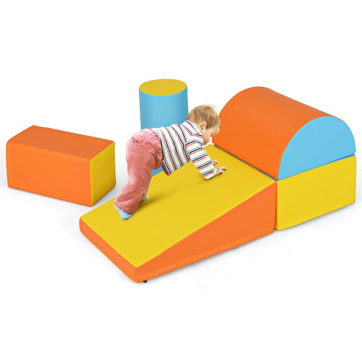 COSTWAY Set di 5 Blocchi per Arrampicata, Giocattolo per Bambini, Forme e Colori Diversi