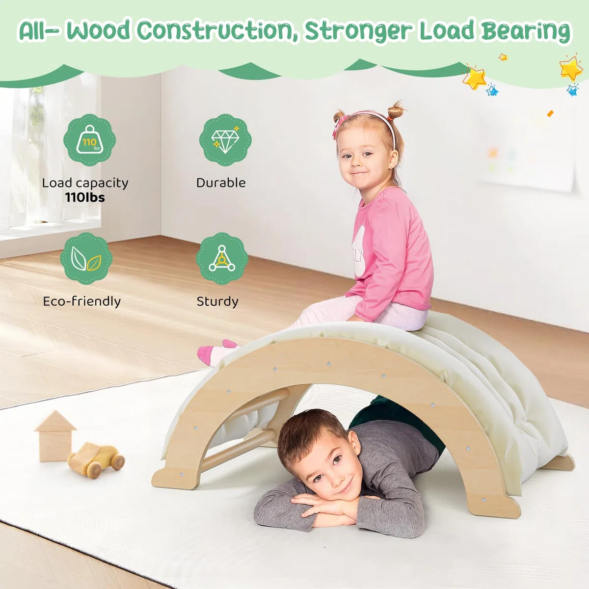 Arco Montessori per Bambini, Set da Arrampicata con 2 Combinazioni, Giocattoli da Arrampicata per Interni