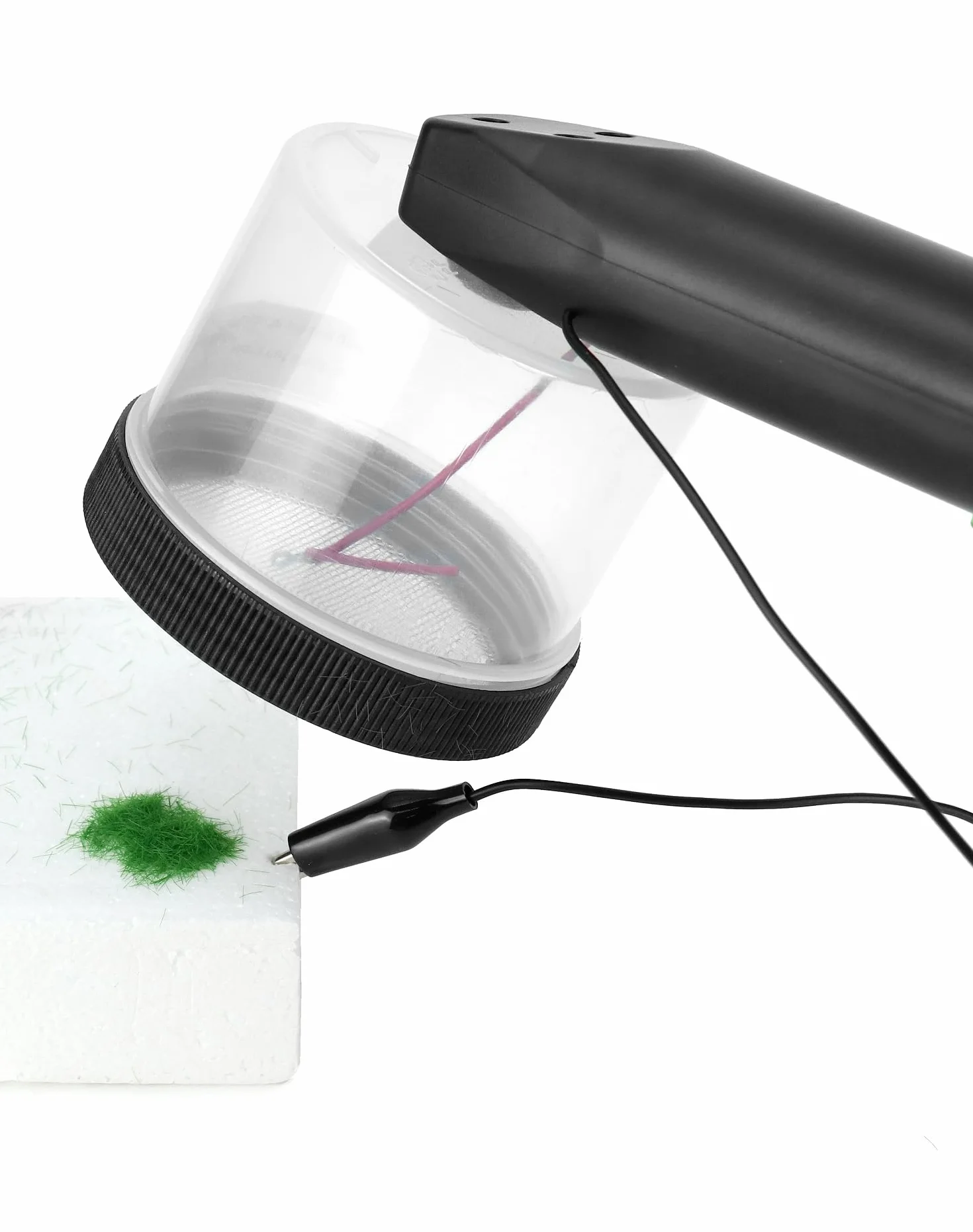 QWORK® Mini Applicatore Elettrostatico per Erba, con 4 Colori di Erba da Modellismo e Pennello, per Diorami, Plastici e Paesaggi Modello Fai da Te