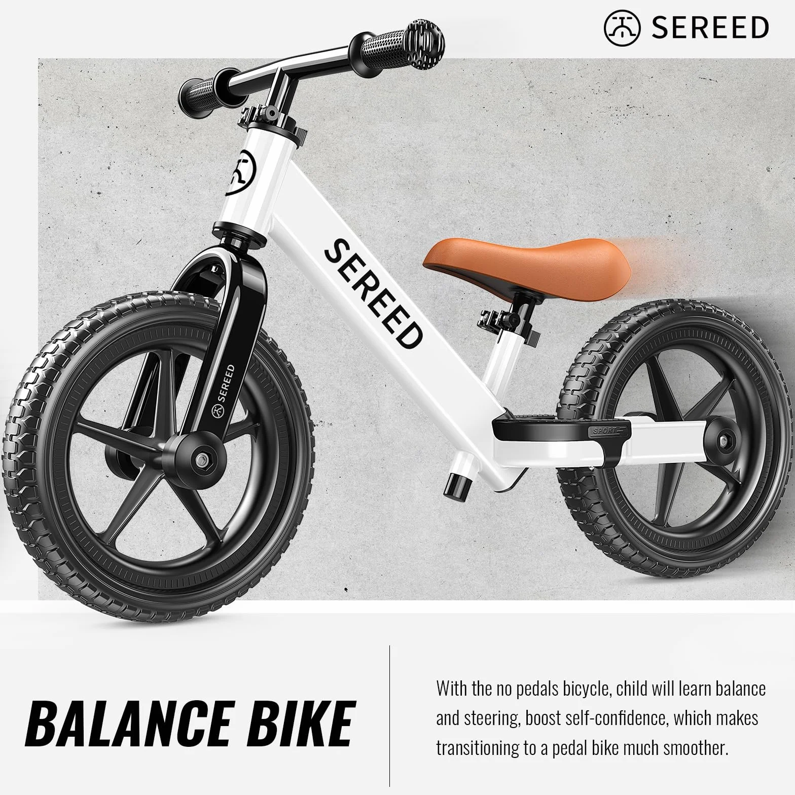 SEREED Bicicletta Senza Pedali, Bicicletta da 2 Anni Giocattolo per Bambini per 2-5 Anni, Regolazione Senza Attrezzi, Regalo per 2-3 Ragazze, Cartello Personalizzato con 3 Adesivi