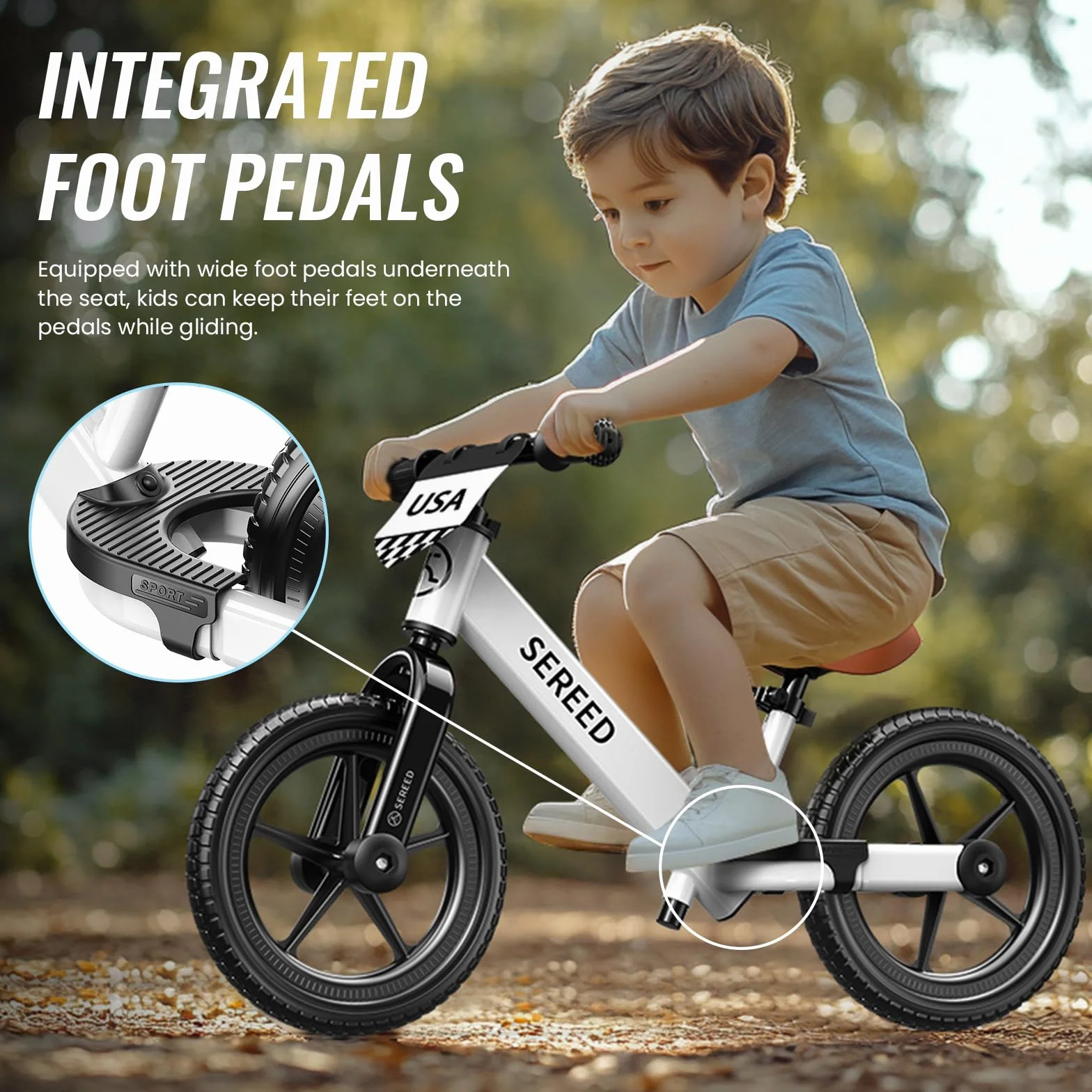 SEREED Bicicletta Senza Pedali, Bicicletta da 2 Anni Giocattolo per Bambini per 2-5 Anni, Regolazione Senza Attrezzi, Regalo per 2-3 Ragazze, Cartello Personalizzato con 3 Adesivi