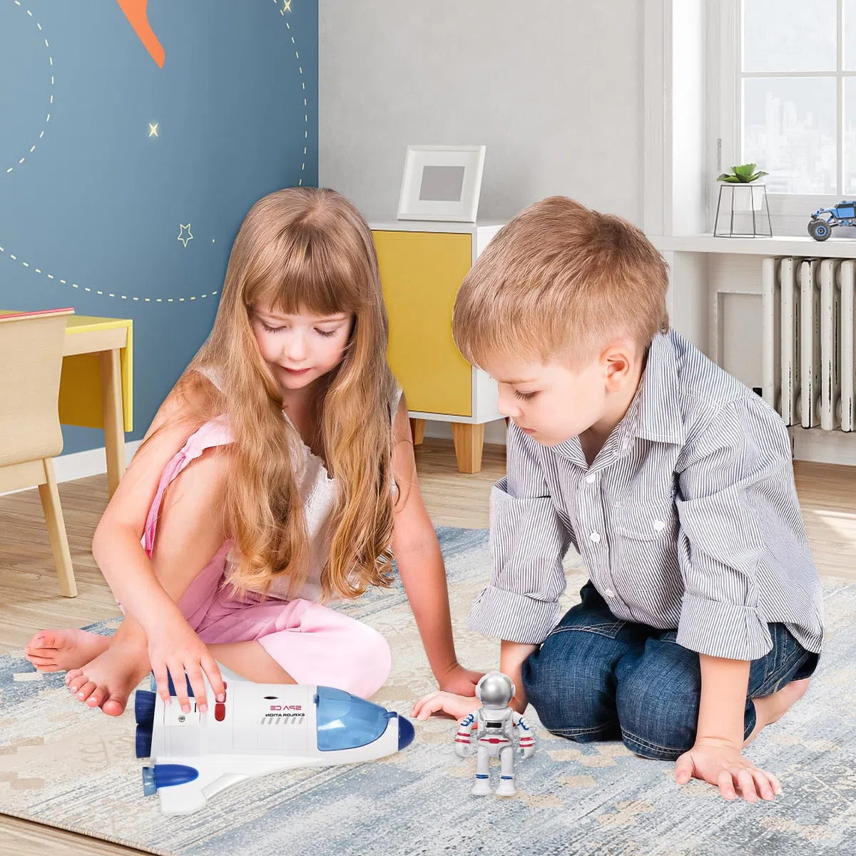 Giocattolo del Razzo Spaziale per Bambini, Space Shuttle Giocattolo con Astronauti Luci e Suoni, Spaceship Rocket Toys for Kids (WY893A)
