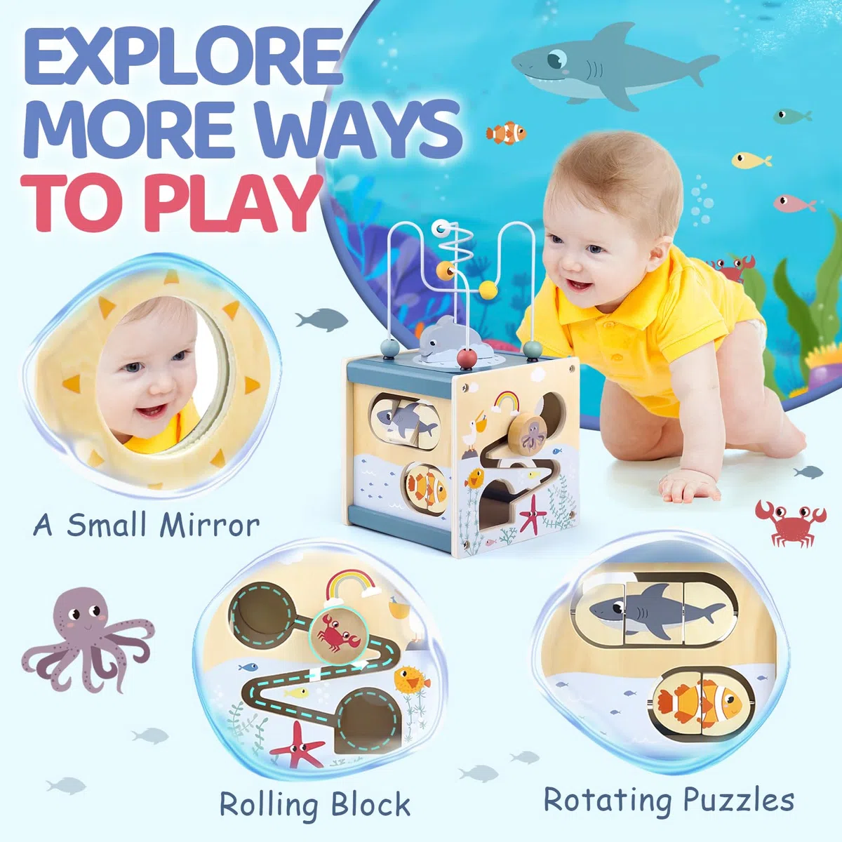 Airlab Cubo Montessori 1 Anno, Giochi Bambini Bambina Bambino 2 3 4 anni, Giochi Legno Bimba Bimbo Educativi Montessori, Labirinti di Perline, Giocattoli Regalo Compleanno Natale Ragazzi Ragazze 1 2 3