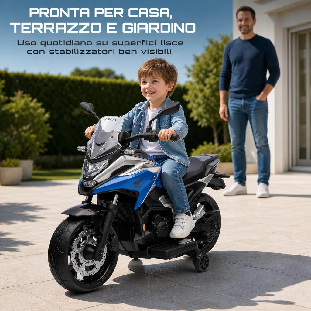 Honda NC750X 12V Moto Elettrica Bambini 3-6 Anni con Licenza Ufficiale, Fari LED, MP3 USB