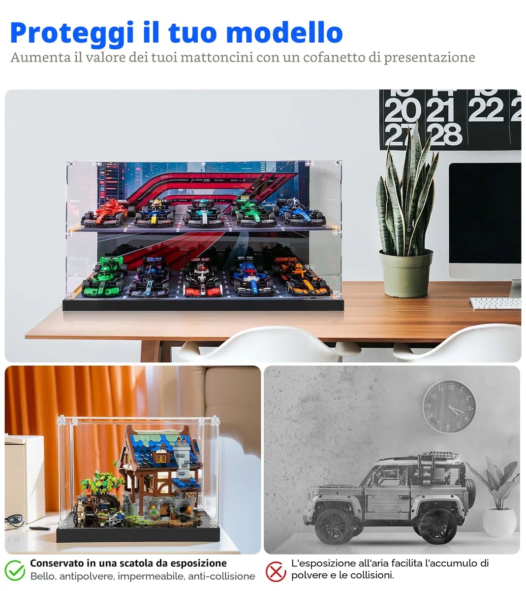 Vetrina acrilica per Lego Speed Champions 10 in 1 F1 Car 77242,77243,77244,77245, organizzazione vetrina per Lego Vetrina 77246,77247,77248,77249,77250,77251 (solo custodia per display