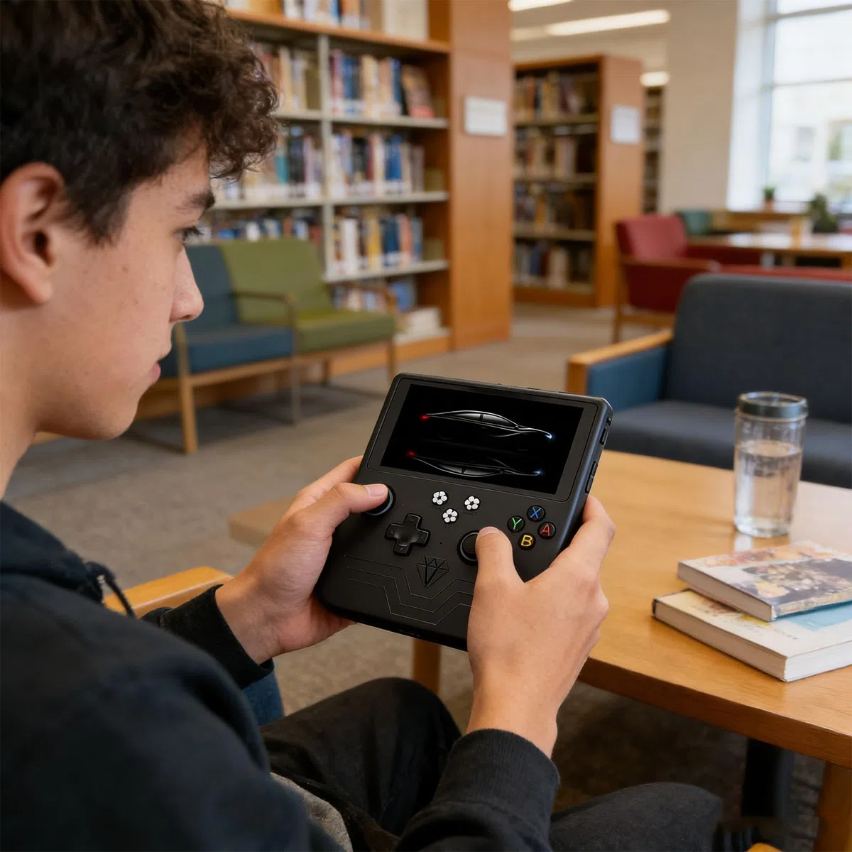 VBESTLIFE Console di Gioco Portatile retrò, Schermo da 6 Pollici con Batteria da 6000 MAh e Scheda di Memoria da 128 GB, per Giochi Classici e Giochi Portatili (BLACK)