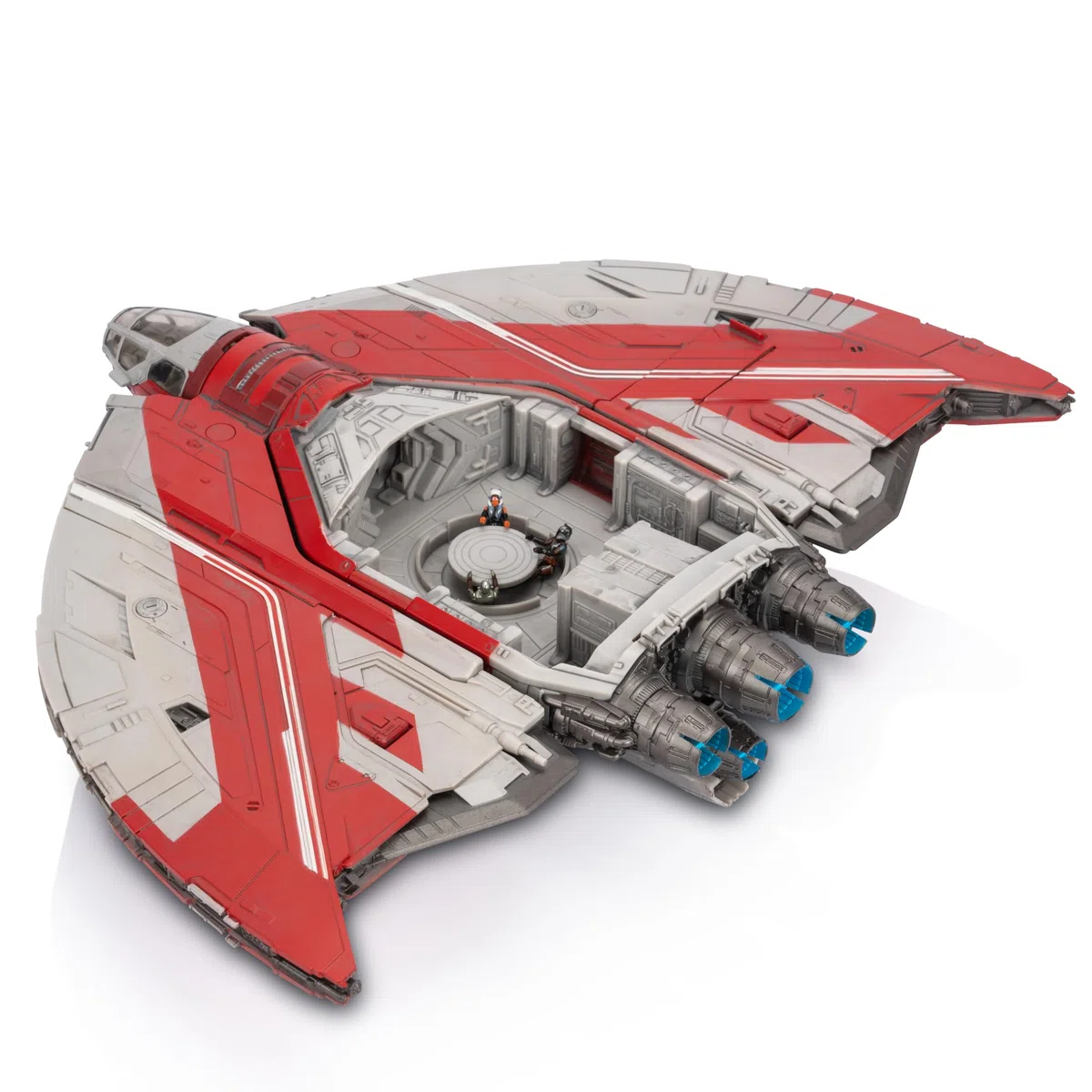 Star Wars Micro Galaxy Squadron Ahsoka Tanos T-6 Jedi Shuttle - Veicolo da 33 cm con ali rotanti e tre microfigure da 2,5 cm come accessorio