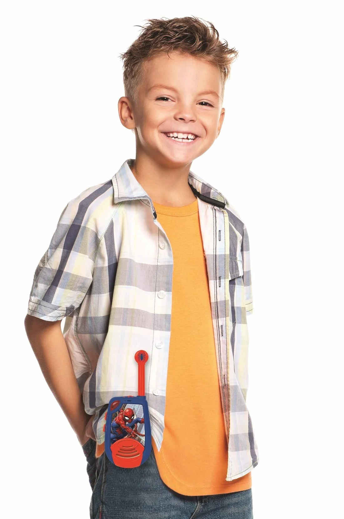 Lexibook, Spider-Man, Walkie-Talkie Digitale per Bambini, Raggio di Trasmissione 2 km, Funzione Luce Morse, Clip da Cintura per Il Trasporto, Funzionamento a Batteria, Blu/Rosso, TW25SP