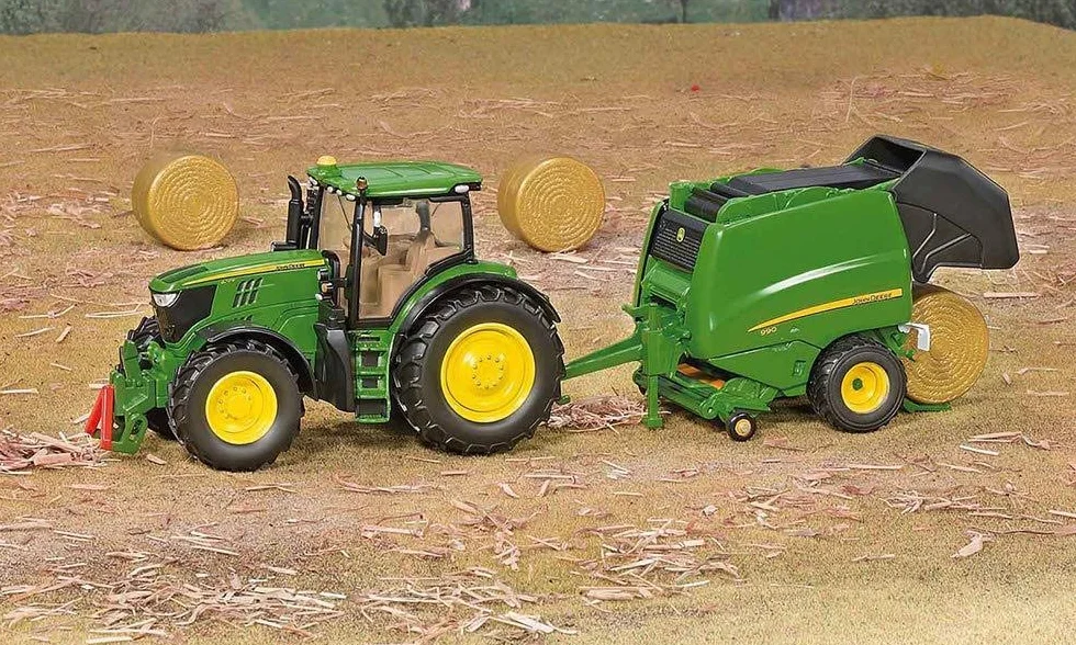 Siku 3282 Trattore John Deere 6210R 1:32 Metallo Plastica Sterzatura Ackermann Gancio Traino
