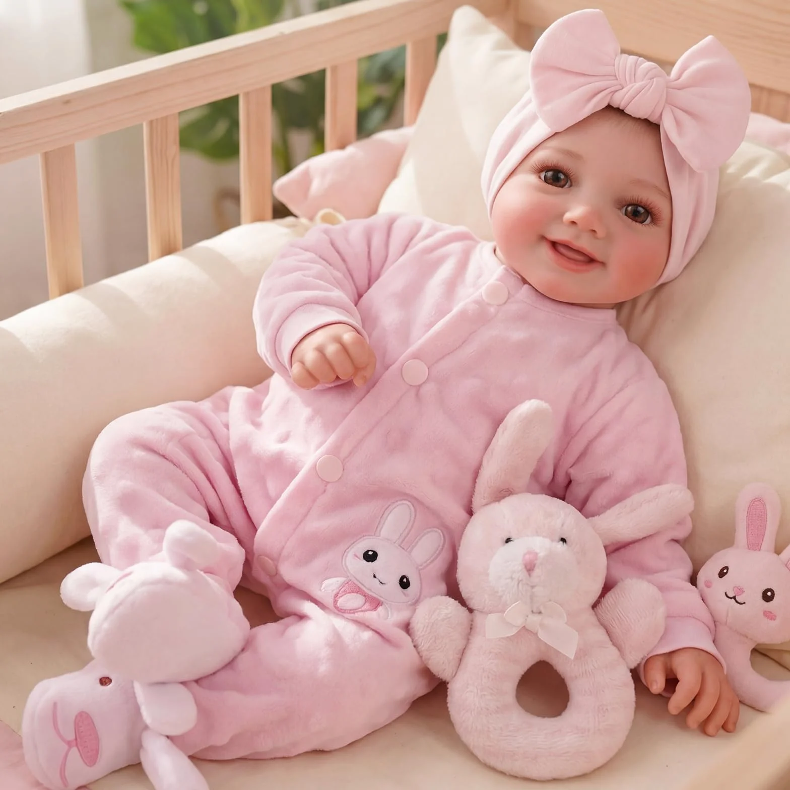 BABESIDE Rinato Bambino Bambole Sunny 17 Pollici Realistica Bambola Neonata Reborn-Baby Doll Corpo Morbido Tessuto Reincarnate Babies Reale Aprire Gli Occhi