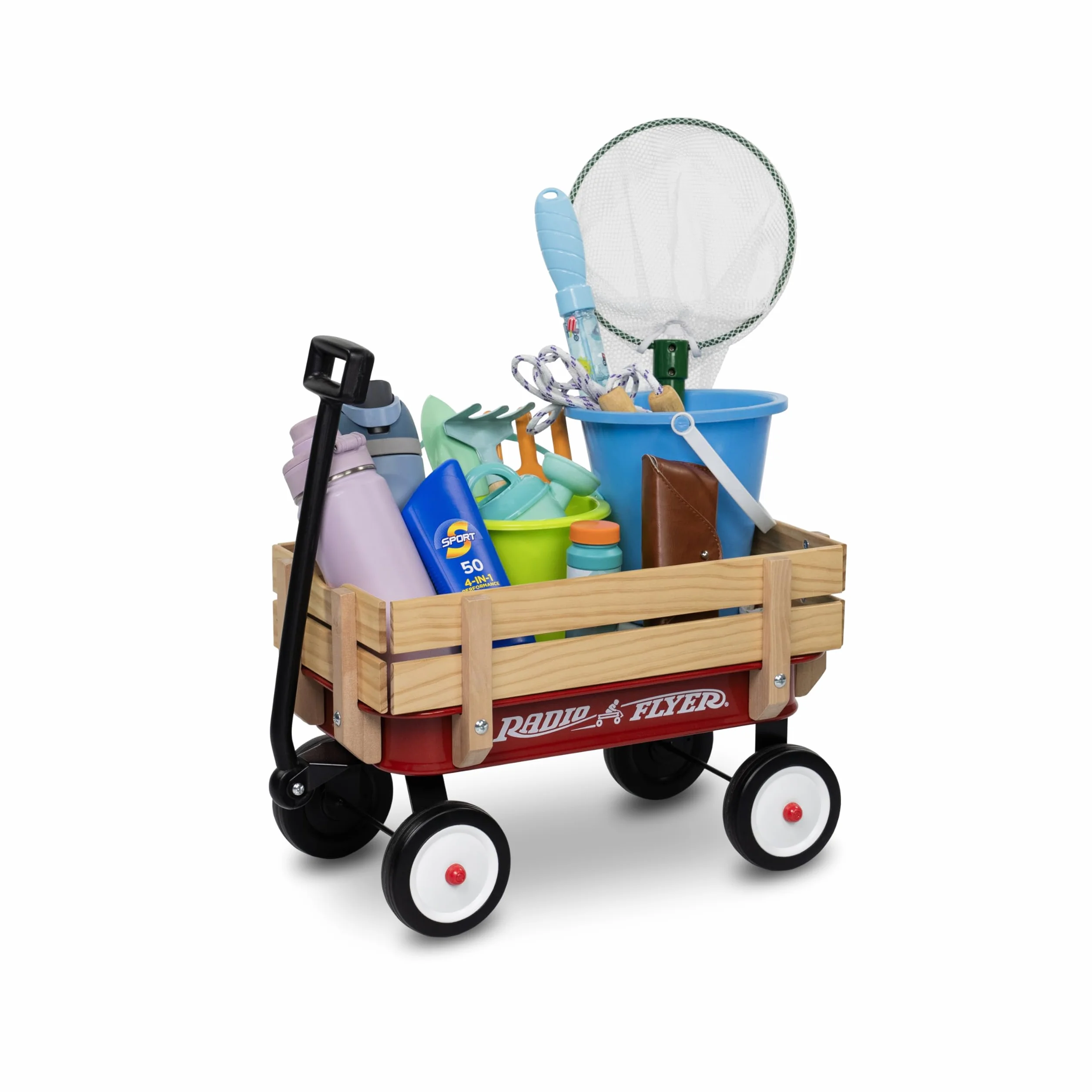 Radio Flyer Il mio primo carretto in acciaio e legno, Carretto giocattolo bambini rosso, Per bambini dai 18 mesi